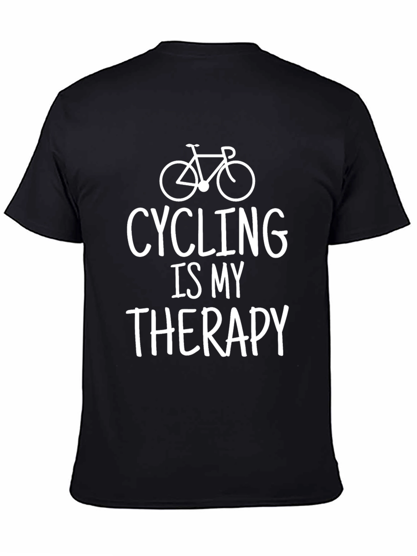 Cycling Is My Therapy T-Shirt - Black Cotton Tee