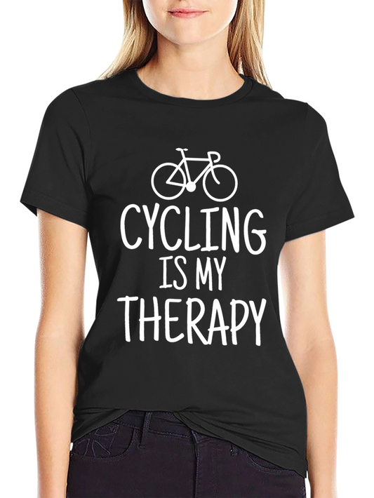 Cycling Is My Therapy T-Shirt - Black Cotton Tee