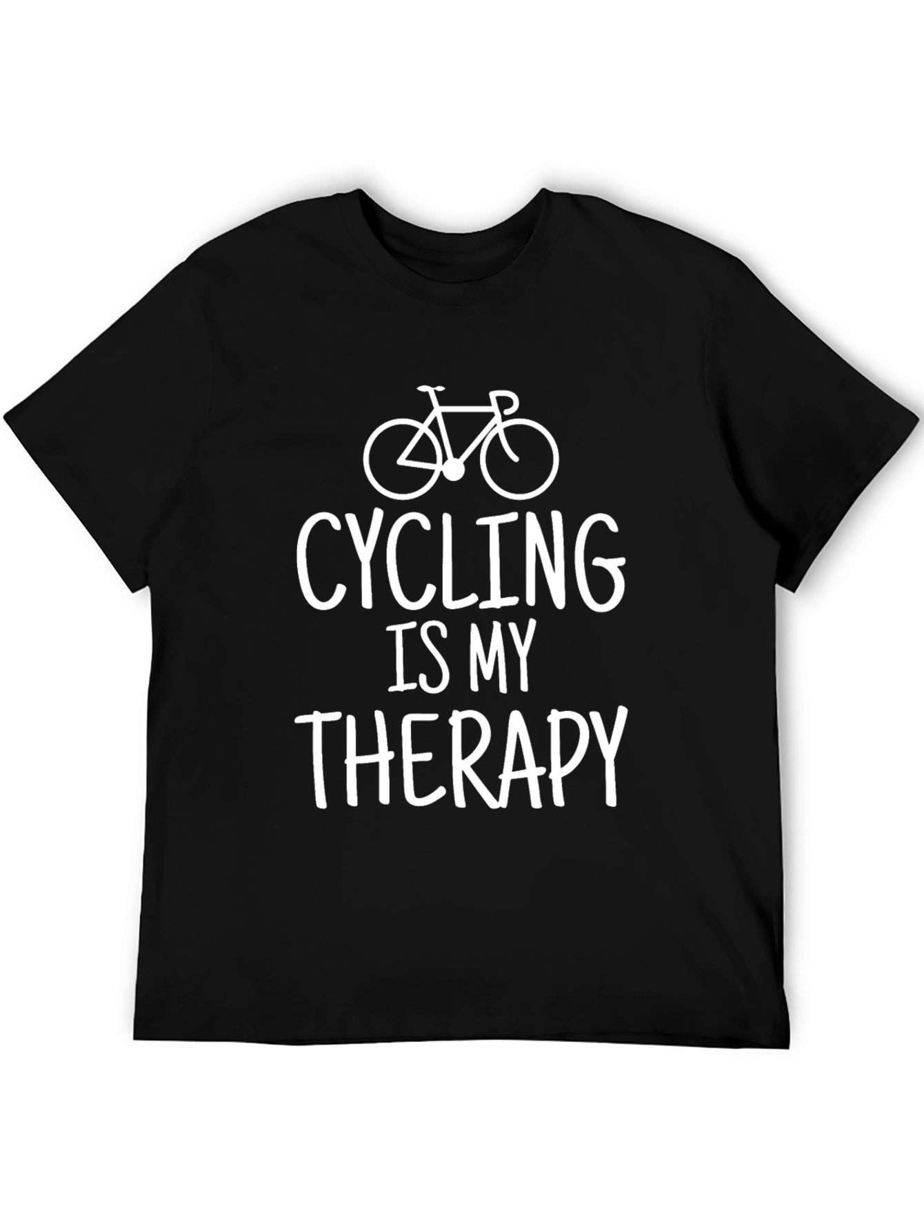 Cycling Is My Therapy T-Shirt - Black Cotton Tee