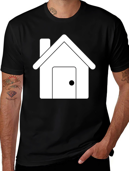 Home Graphic Tee - Simple House Design Casual Black Shirt