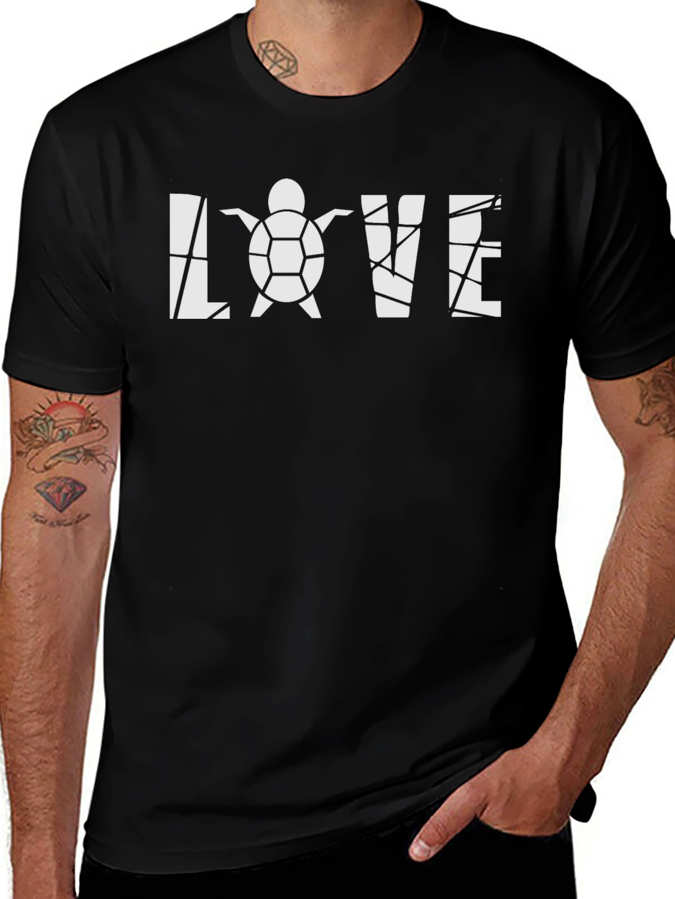 Love Turtle Graphic T-Shirt - Black Cotton Tee