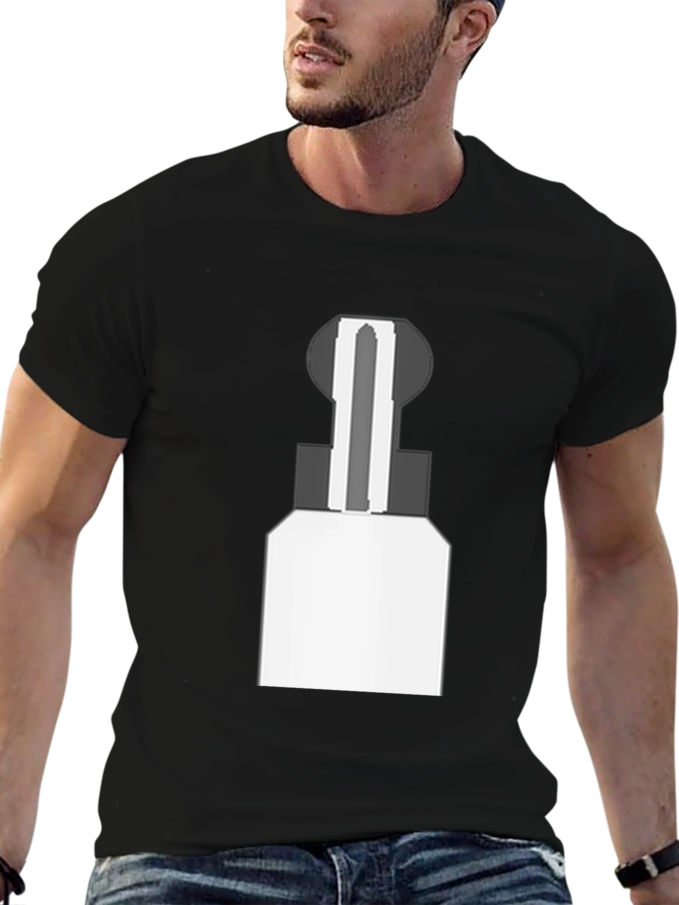 Abstract Chess Piece Graphic Tee - Black