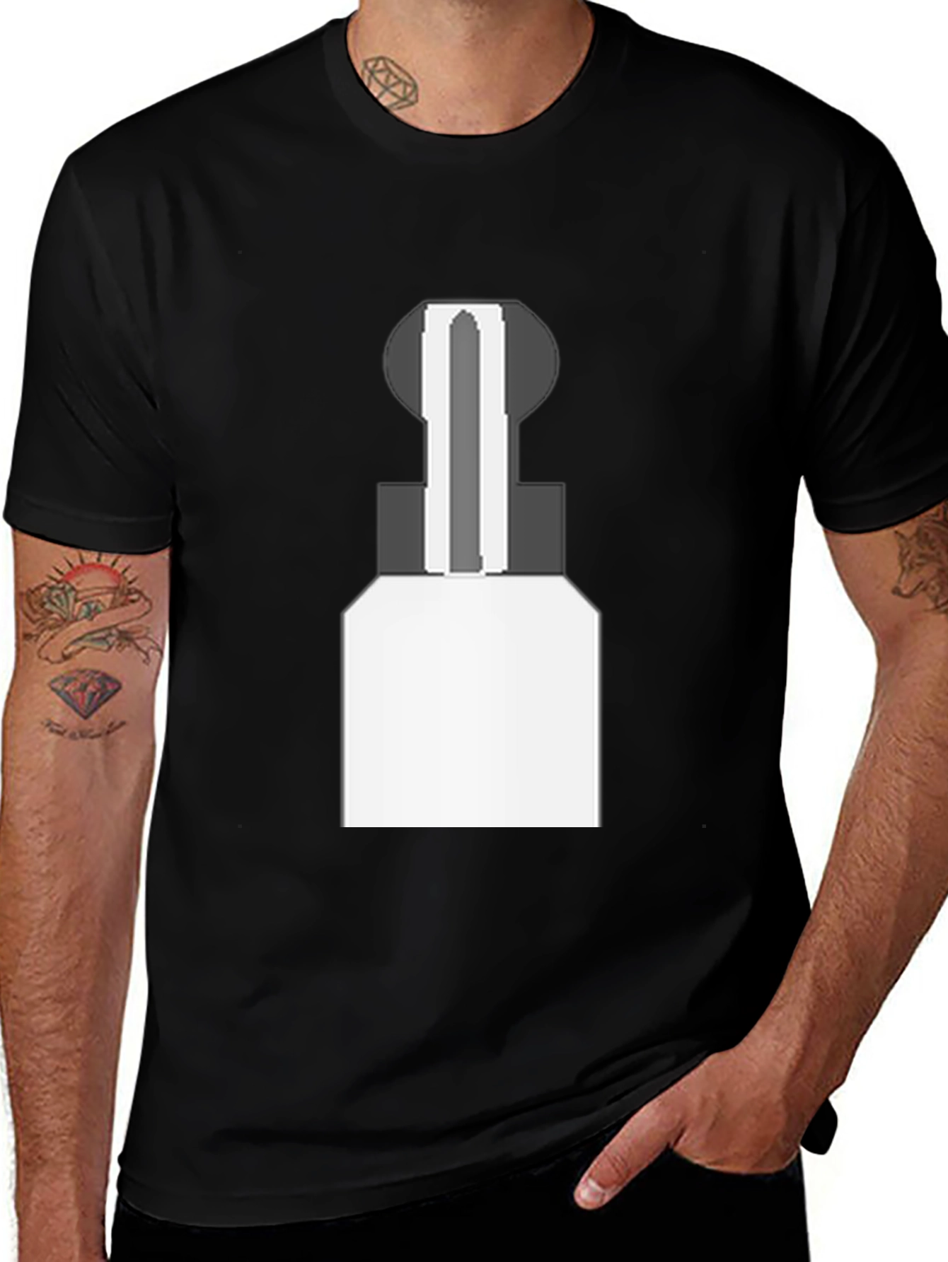 Abstract Chess Piece Graphic Tee - Black
