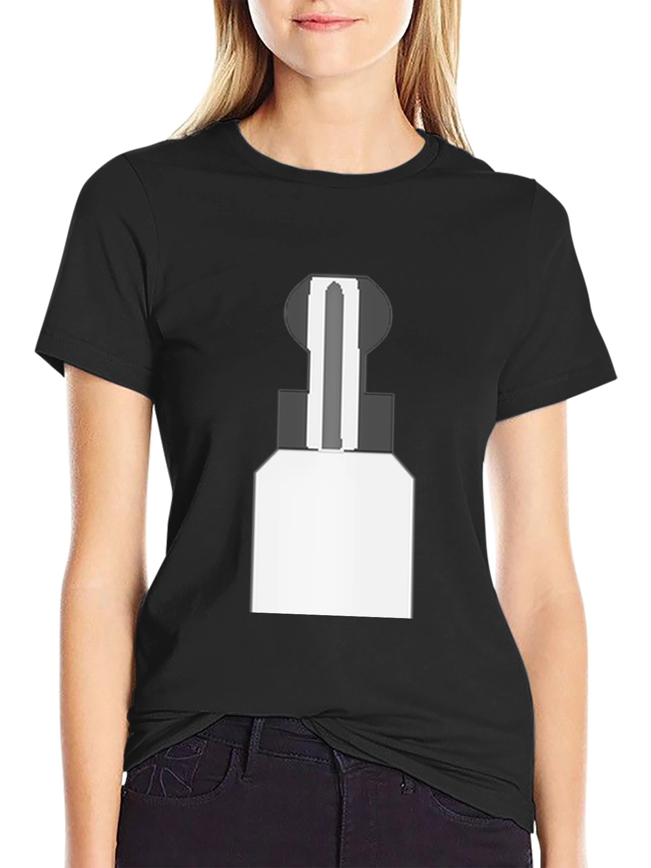 Abstract Chess Piece Graphic Tee - Black
