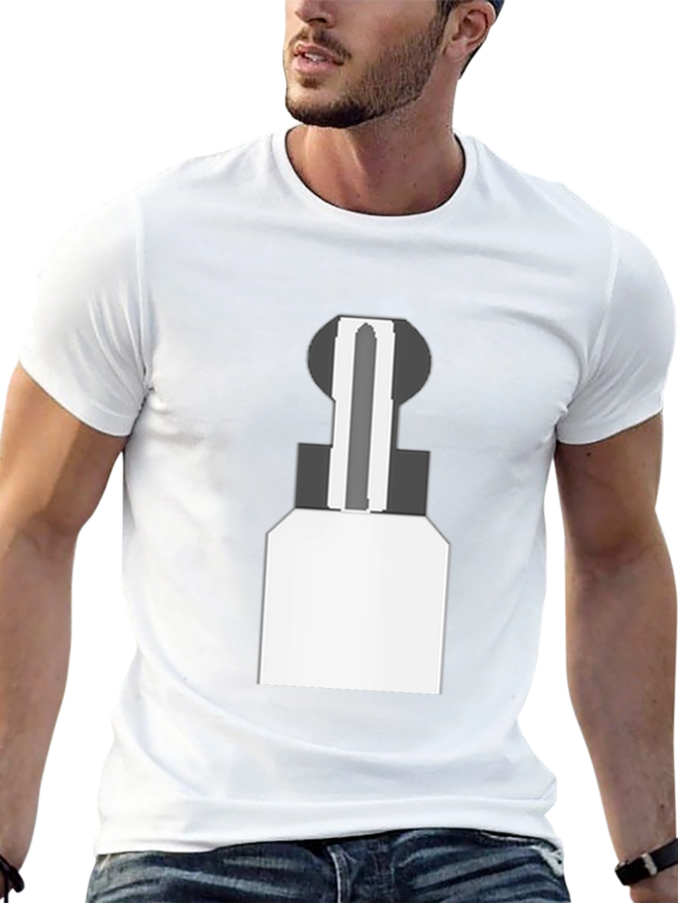 Abstract Chess Piece Graphic Tee - Black