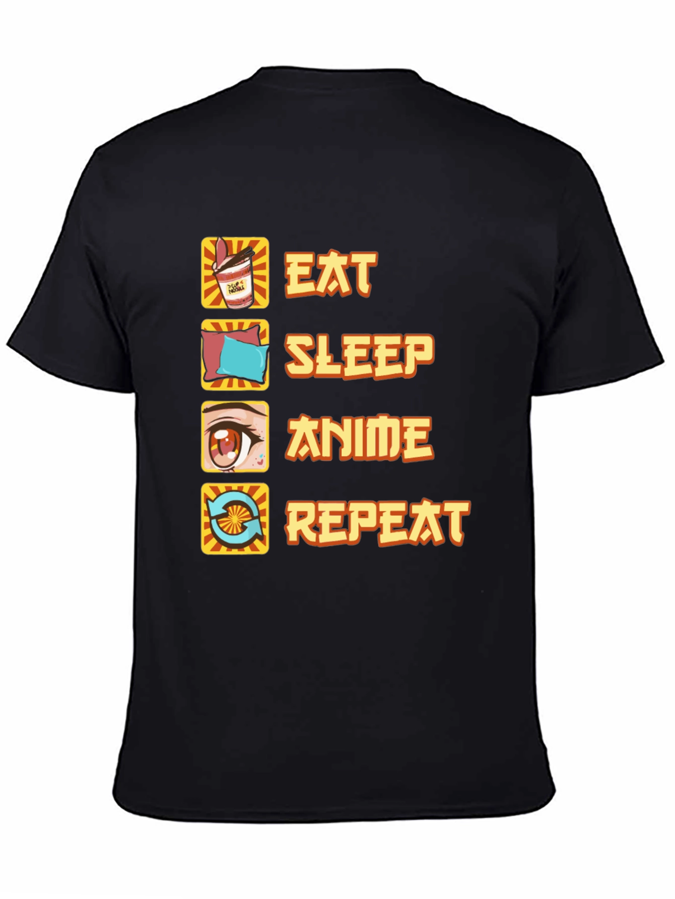Eat Sleep Anime Repeat Black T-Shirt