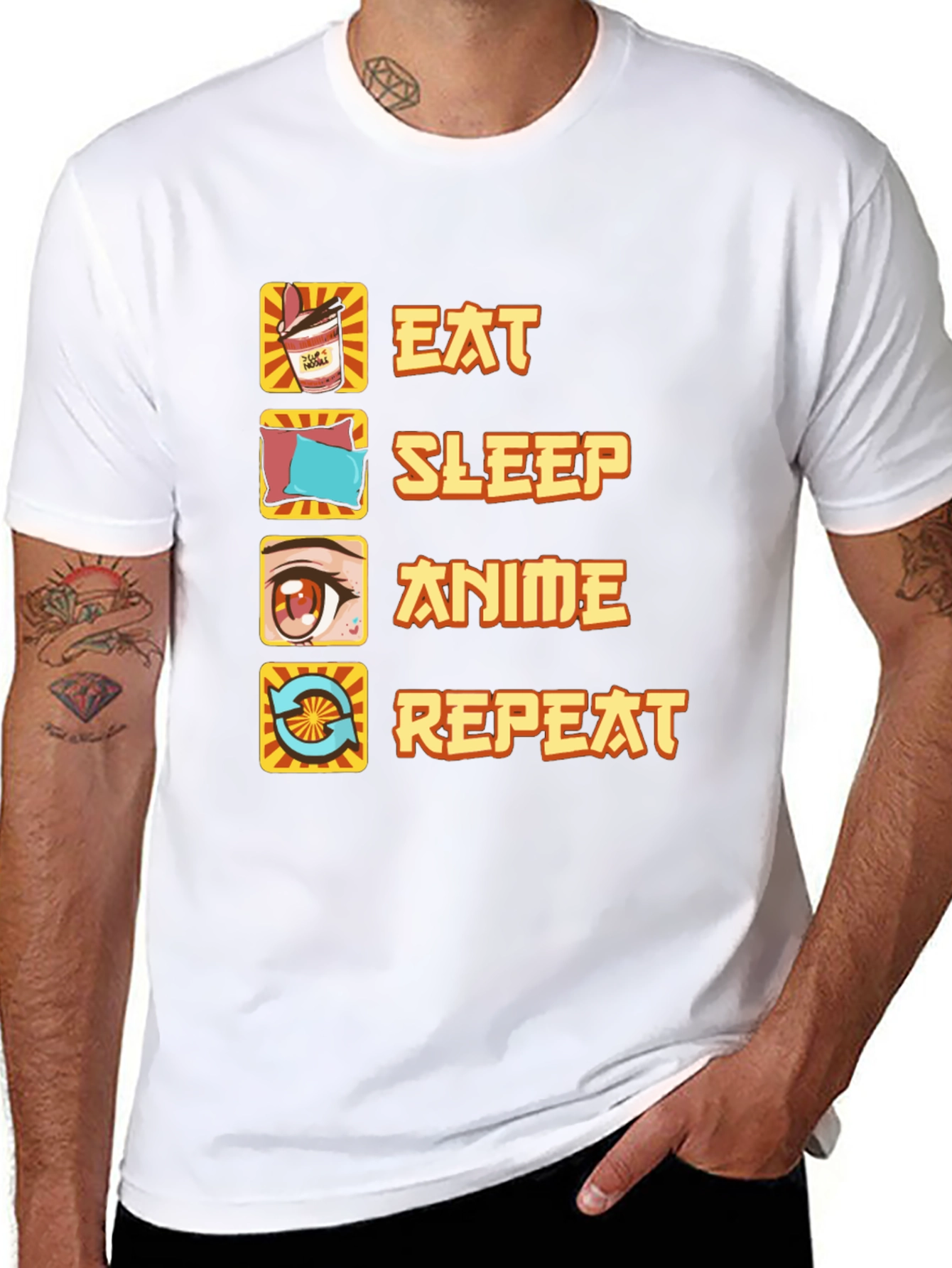 Eat Sleep Anime Repeat Black T-Shirt
