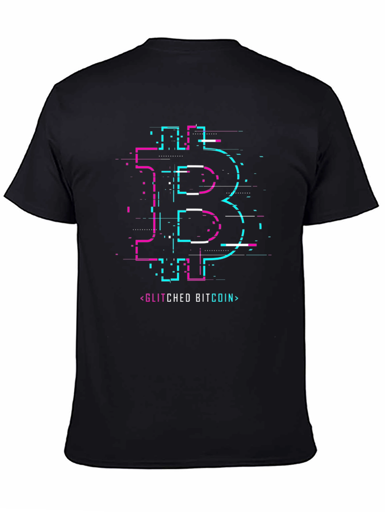 Glitch Bitcoin Graphic Tee - Crypto Style