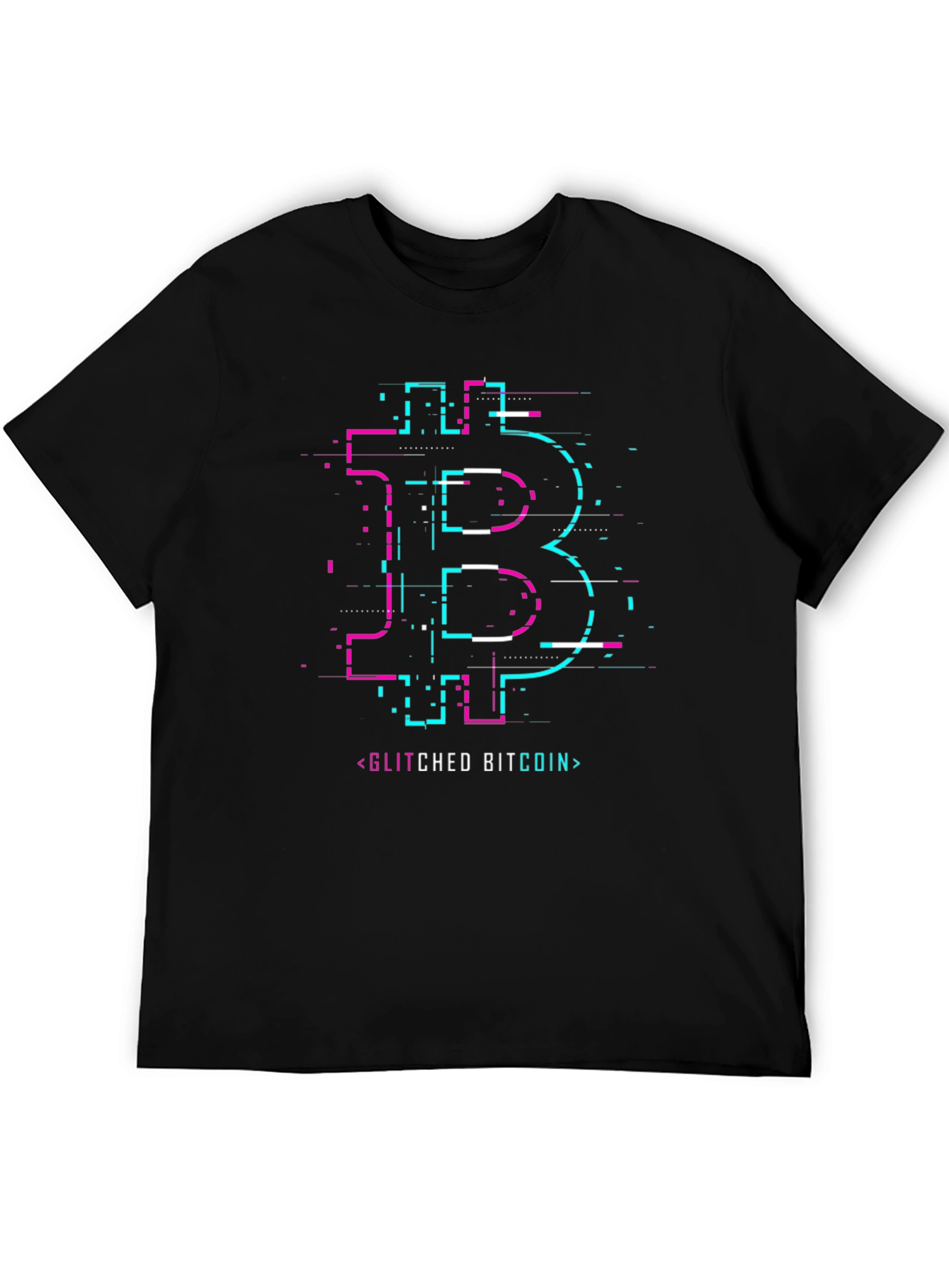 Glitch Bitcoin Graphic Tee - Crypto Style