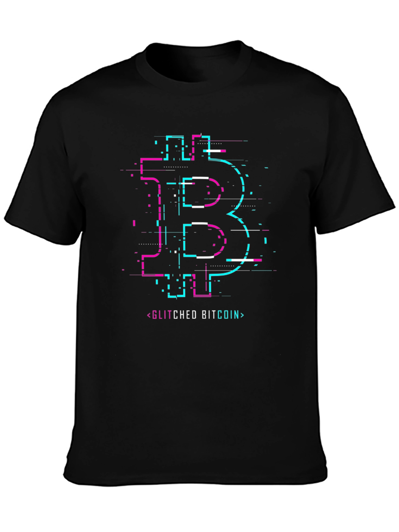 Glitch Bitcoin Graphic Tee - Crypto Style