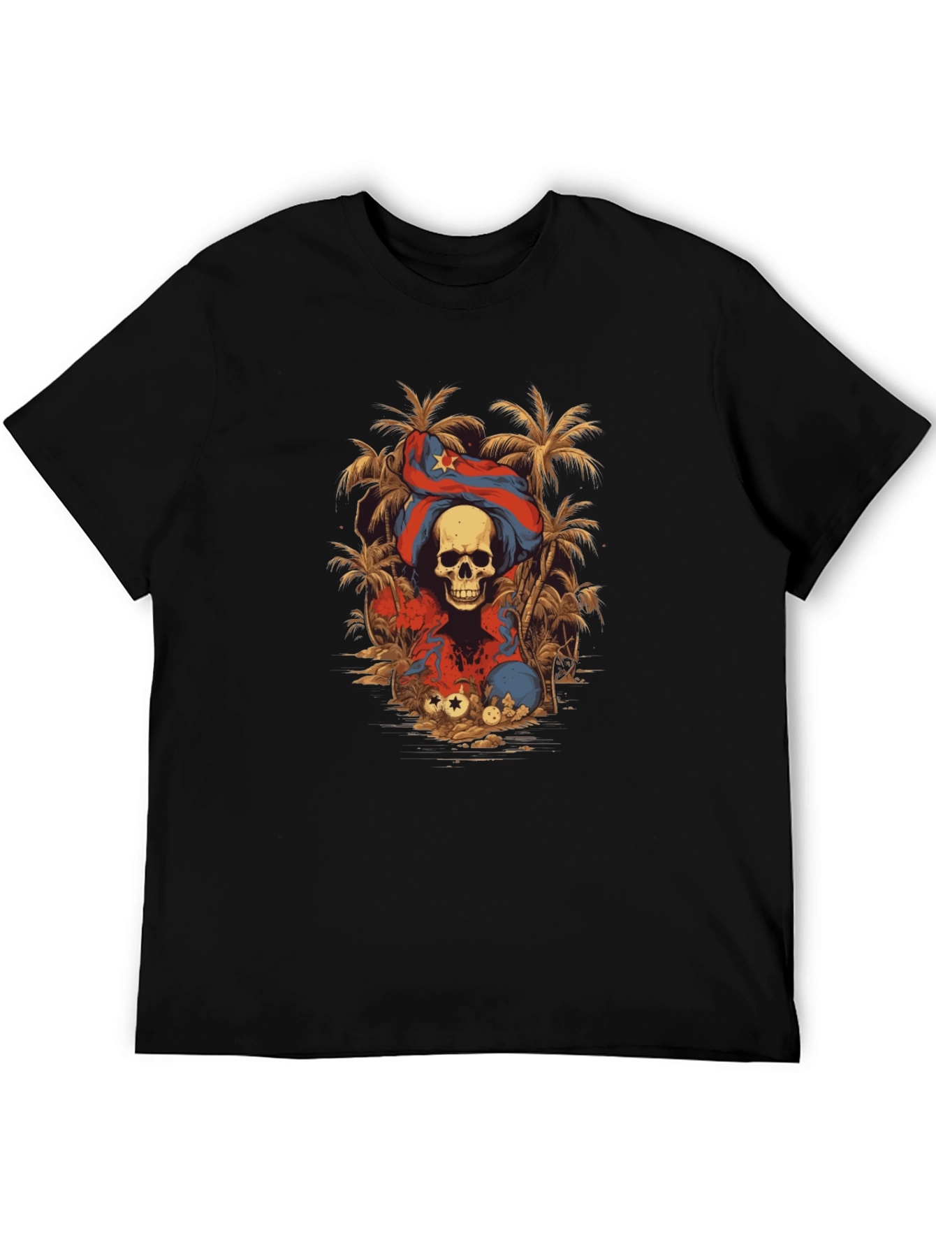 Skull & Cuba Flag Graphic Tee - Island Vibes