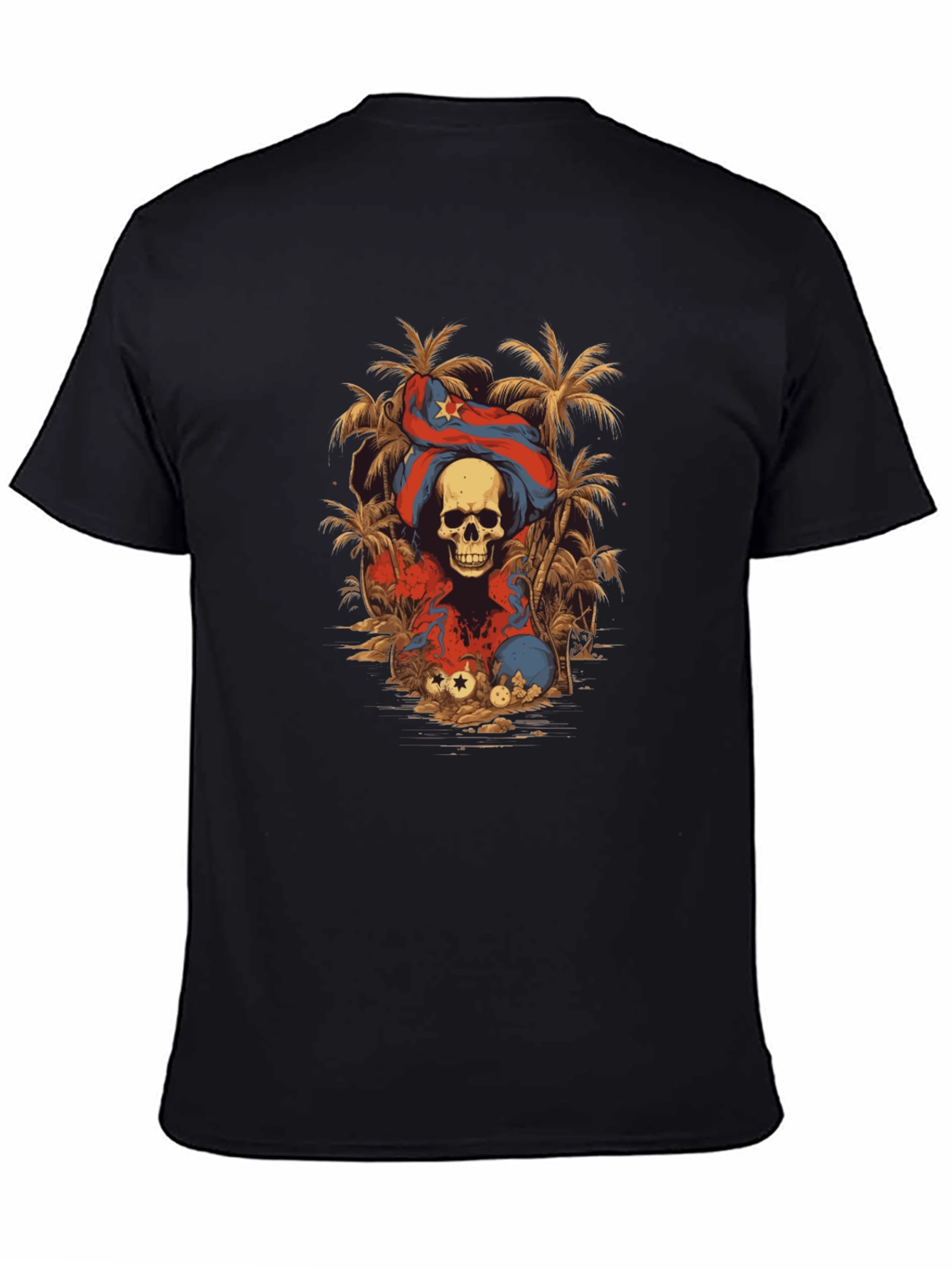 Skull & Cuba Flag Graphic Tee - Island Vibes