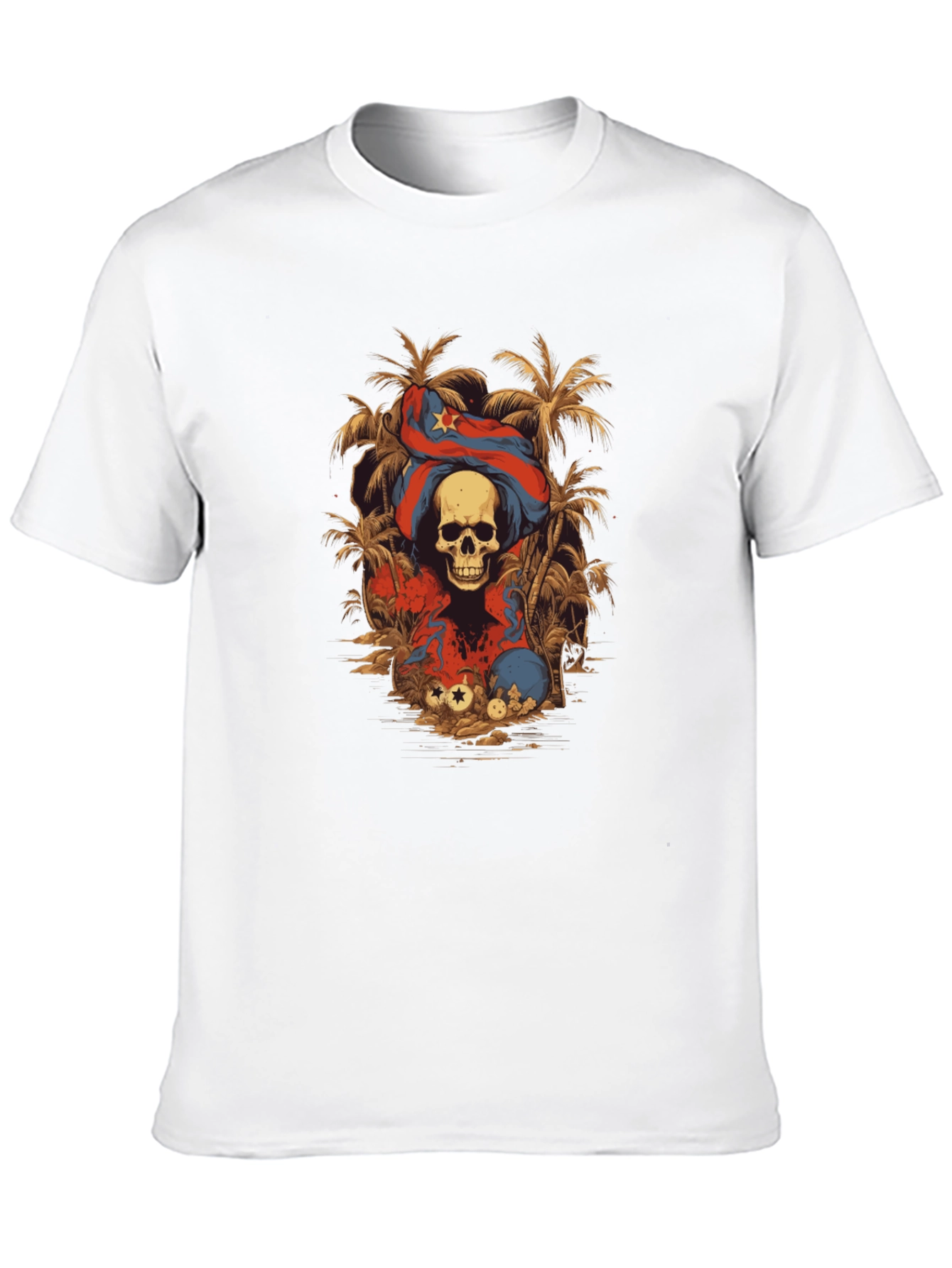 Skull & Cuba Flag Graphic Tee - Island Vibes