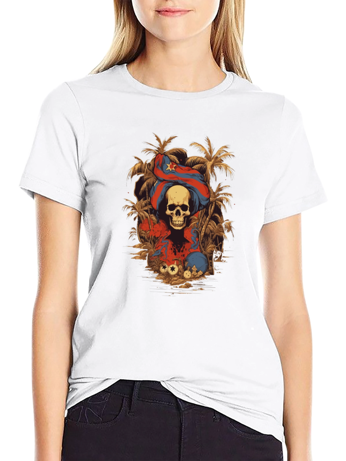 Skull & Cuba Flag Graphic Tee - Island Vibes
