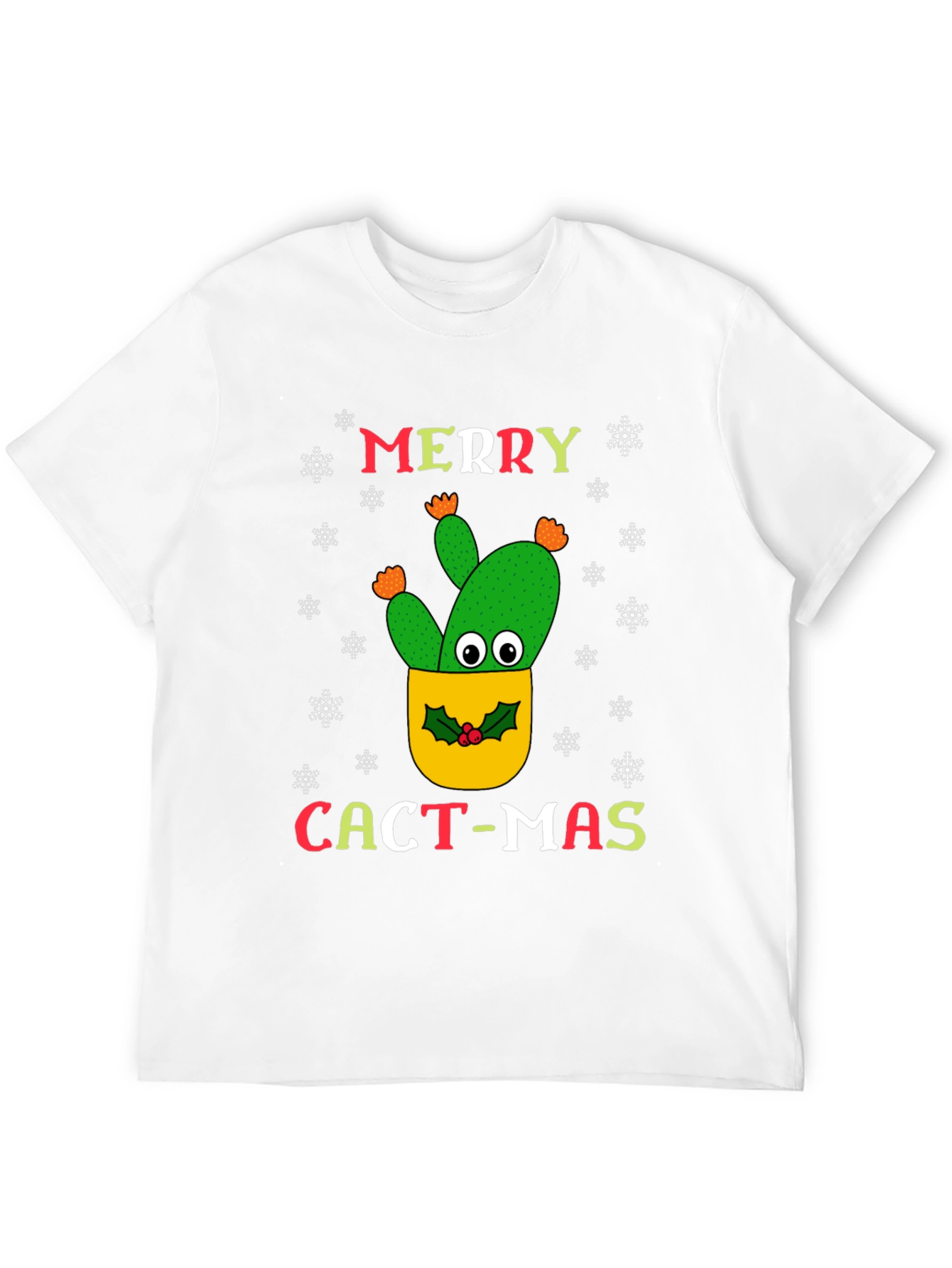 Merry Cact-Mas Black T-Shirt - Christmas Cactus Tee