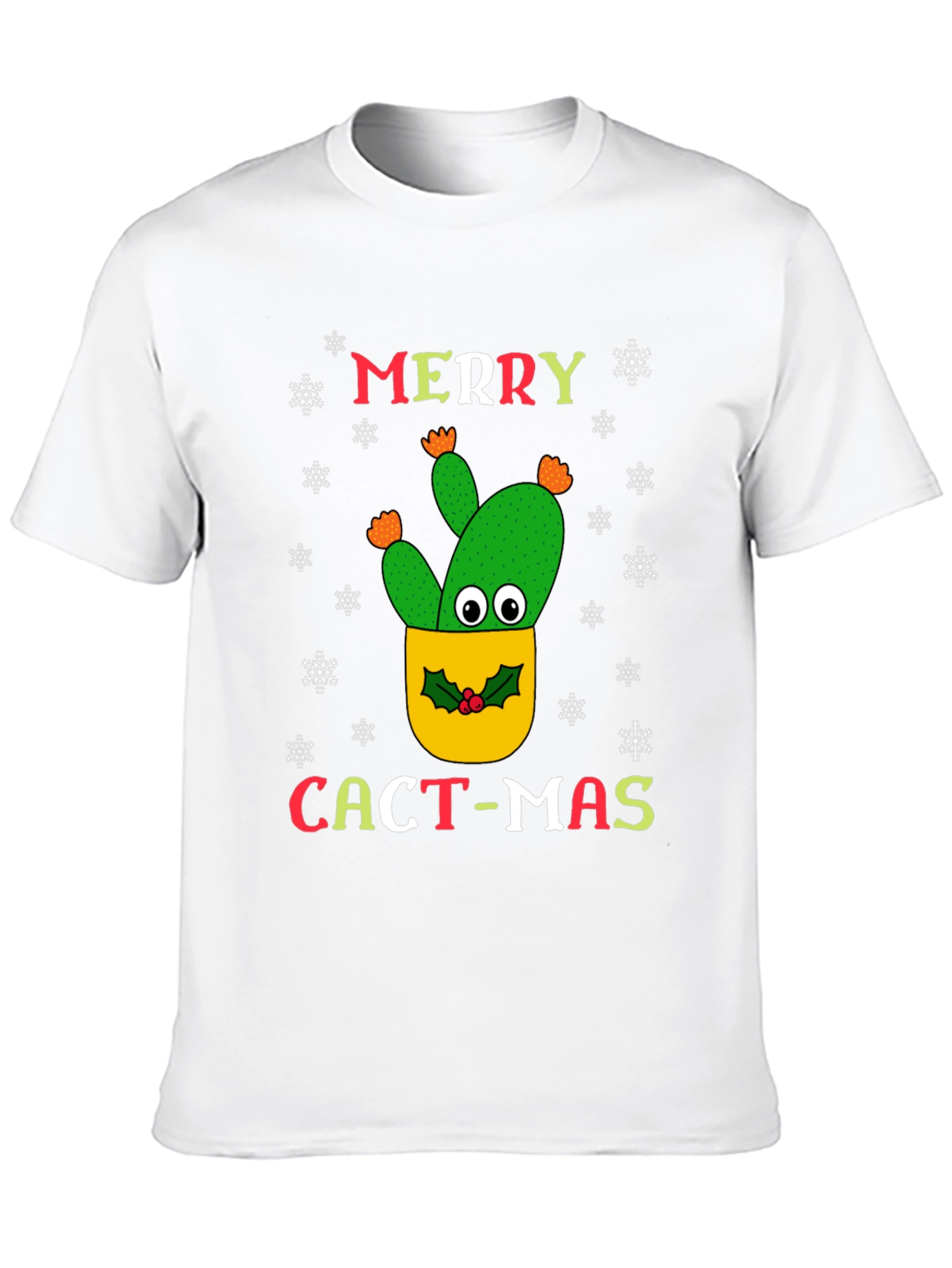 Merry Cact-Mas Black T-Shirt - Christmas Cactus Tee