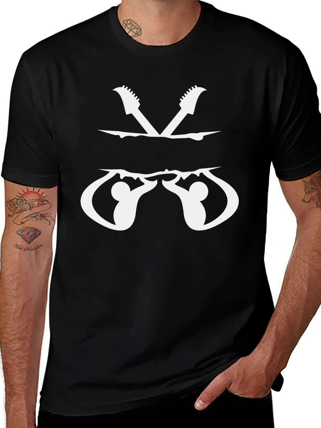 Rock Climber Guitarist Black T-Shirt