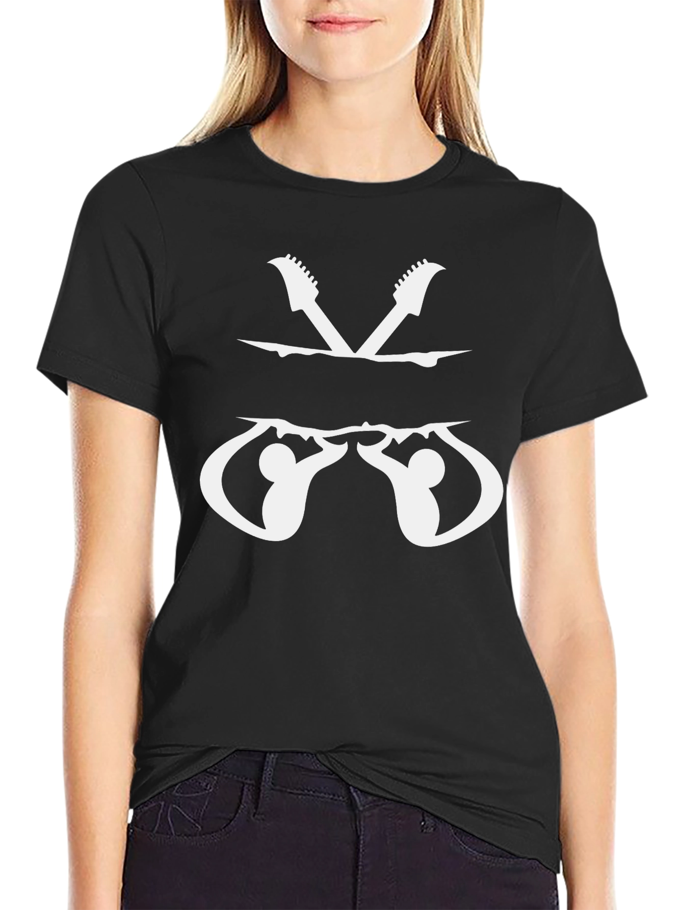 Rock Climber Guitarist Black T-Shirt