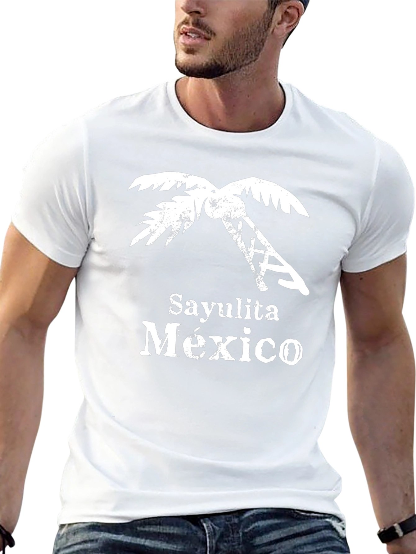 Sayulita Mexico Palm Tree Graphic Tee - Black