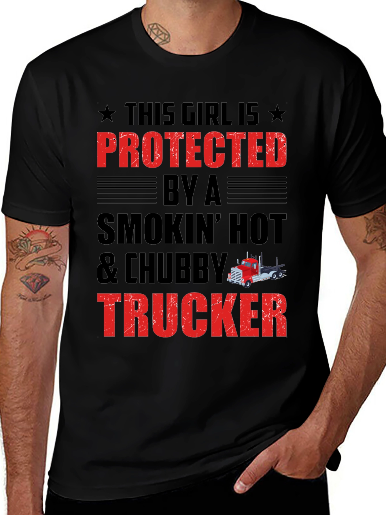 Protected by a Trucker Graphic Tee