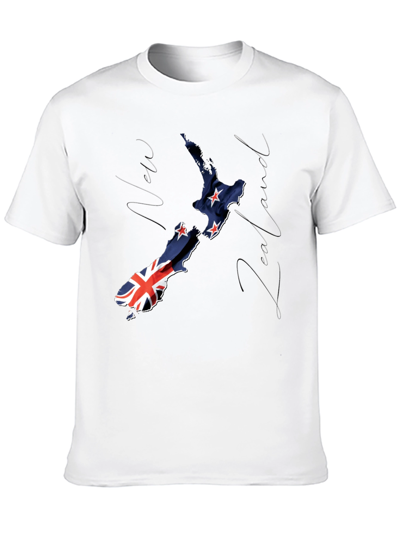New Zealand Flag Map Black Graphic T-Shirt