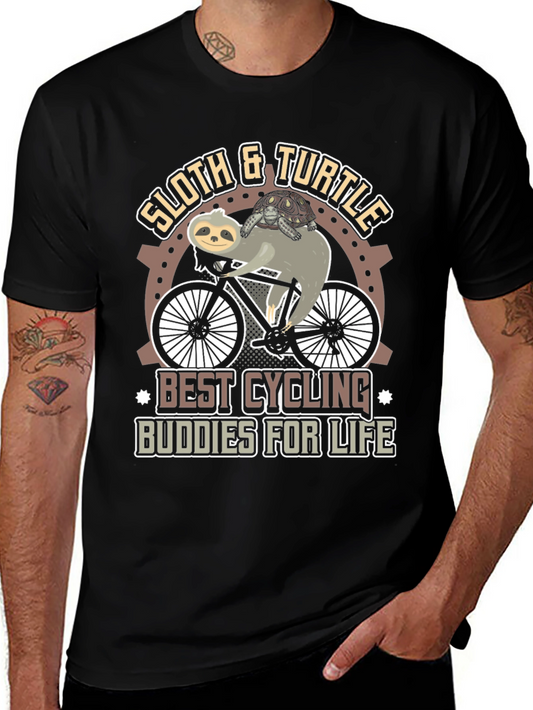 Sloth & Turtle Cycling Buddies T-Shirt