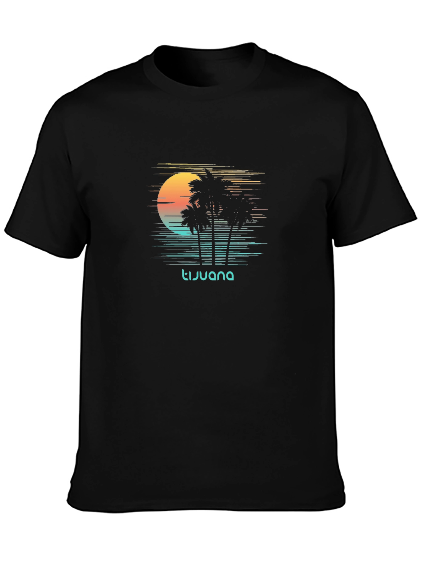 Tijuana Palm Sunset Graphic Tee - Black