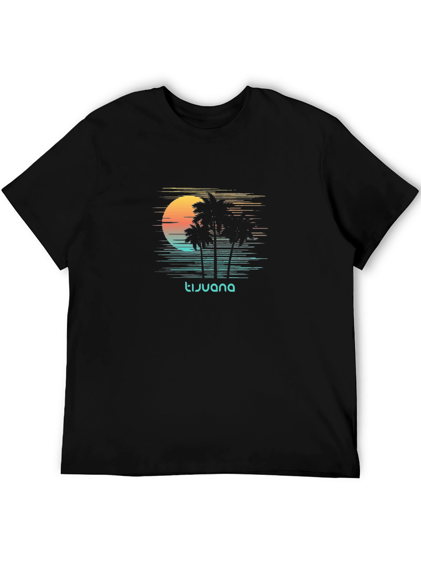 Tijuana Palm Sunset Graphic Tee - Black