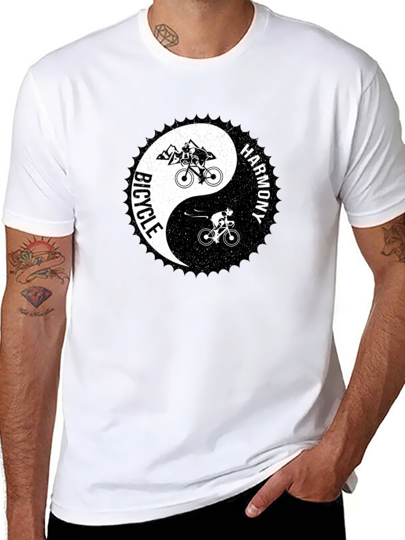 Bicycle Harmony Yin Yang Graphic Tee - Black