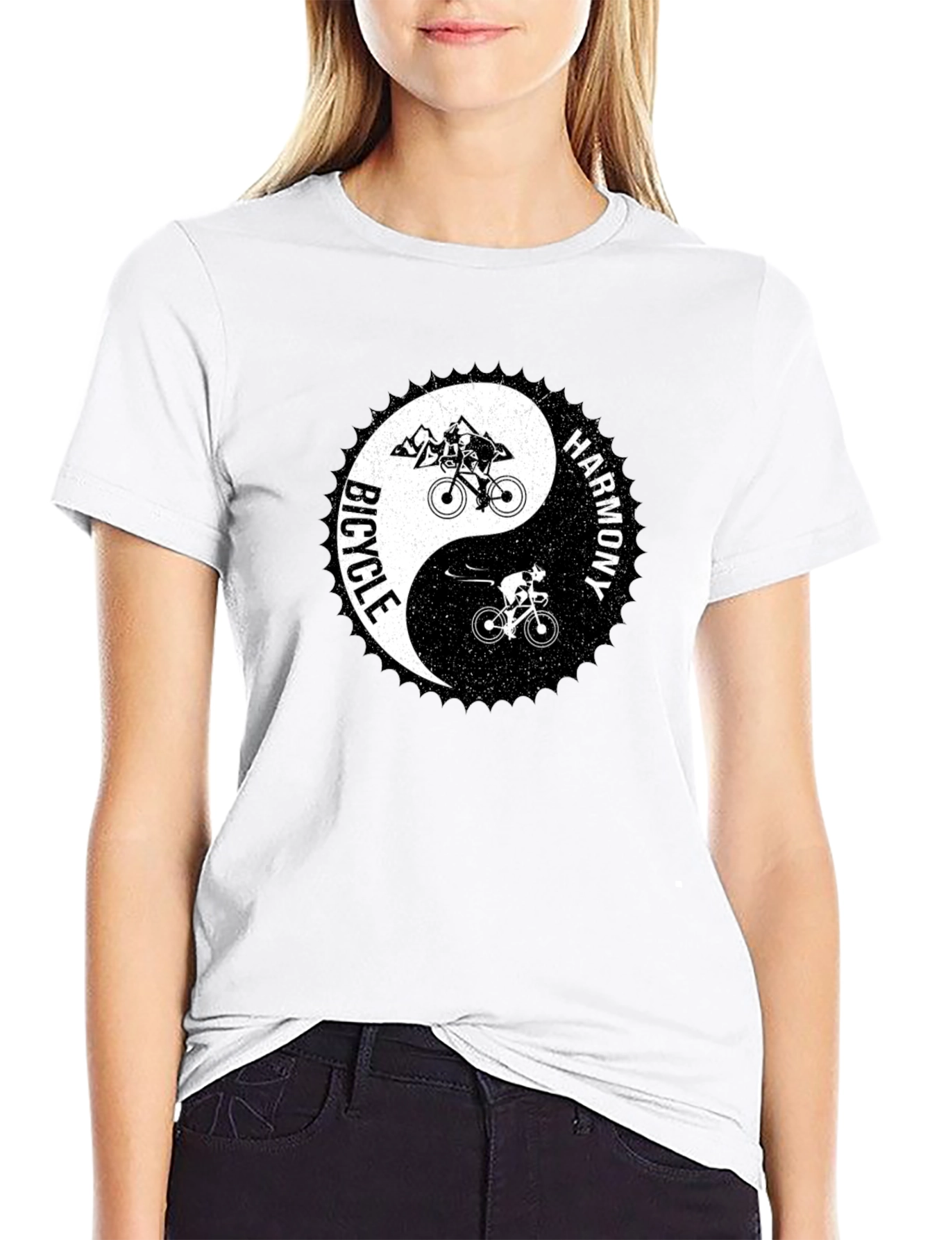 Bicycle Harmony Yin Yang Graphic Tee - Black