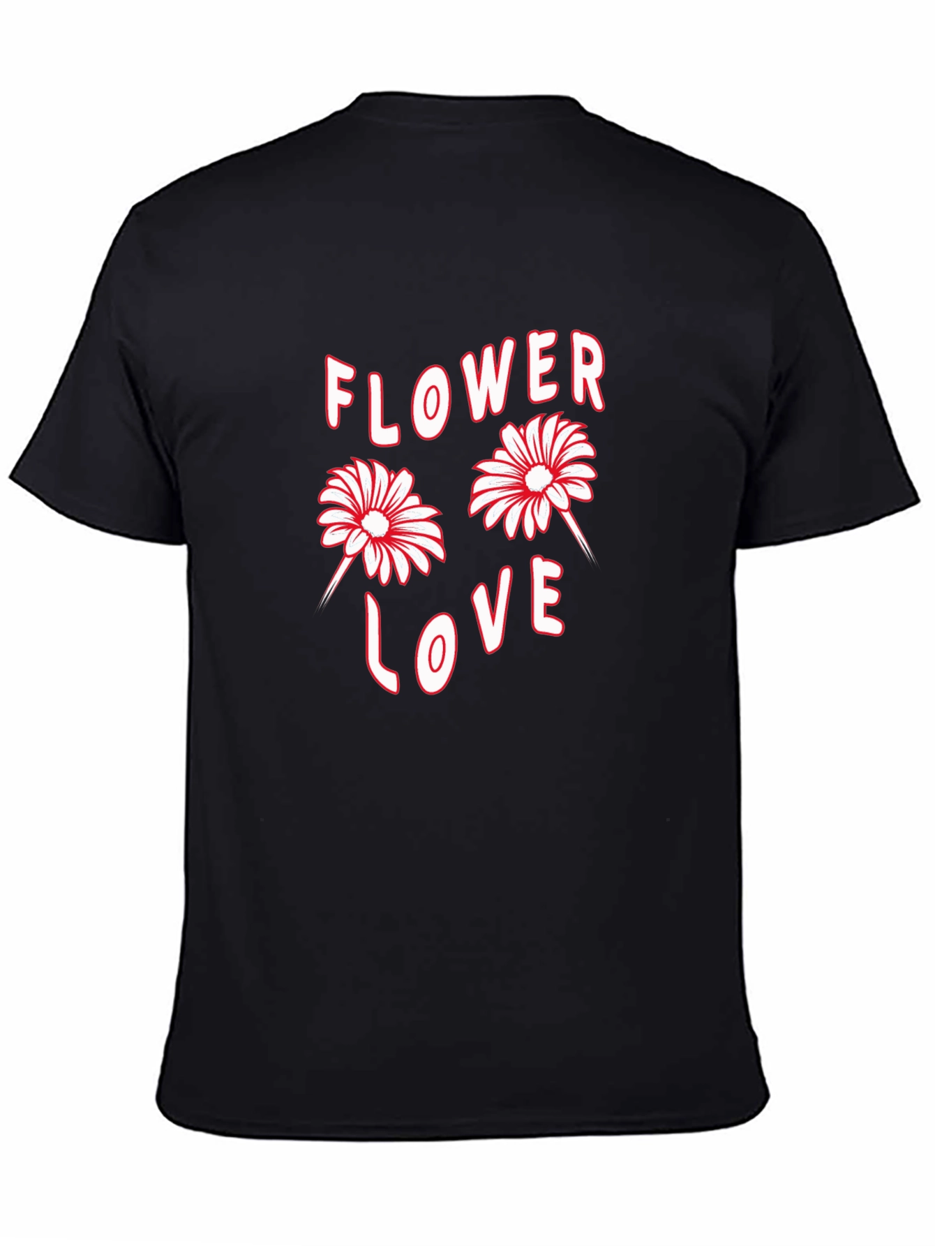Flower Love Graphic Print Black T-Shirt