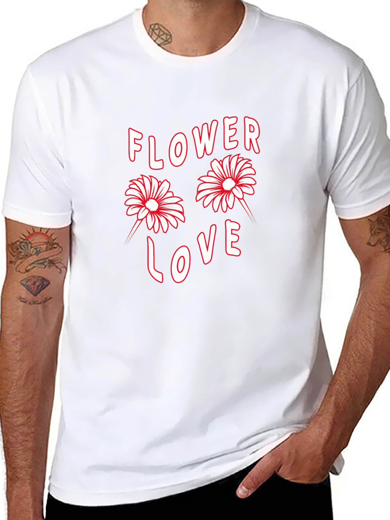 Flower Love Graphic Print Black T-Shirt