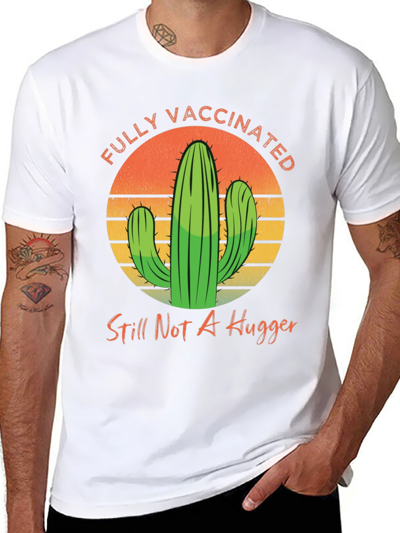Fully Vaccinated Cactus Graphic Tee - Anti-Hug Humor