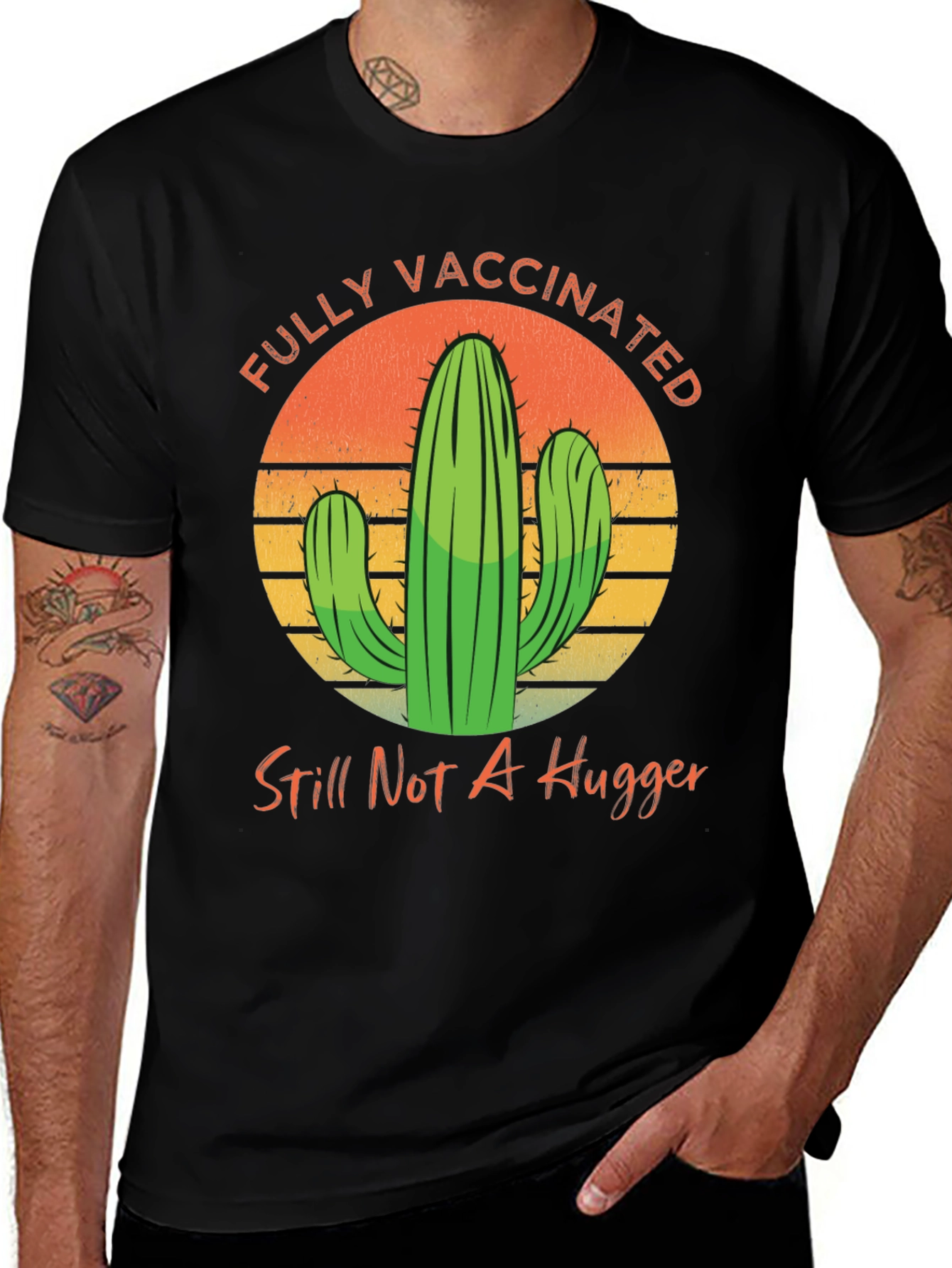 Fully Vaccinated Cactus Graphic Tee - Anti-Hug Humor