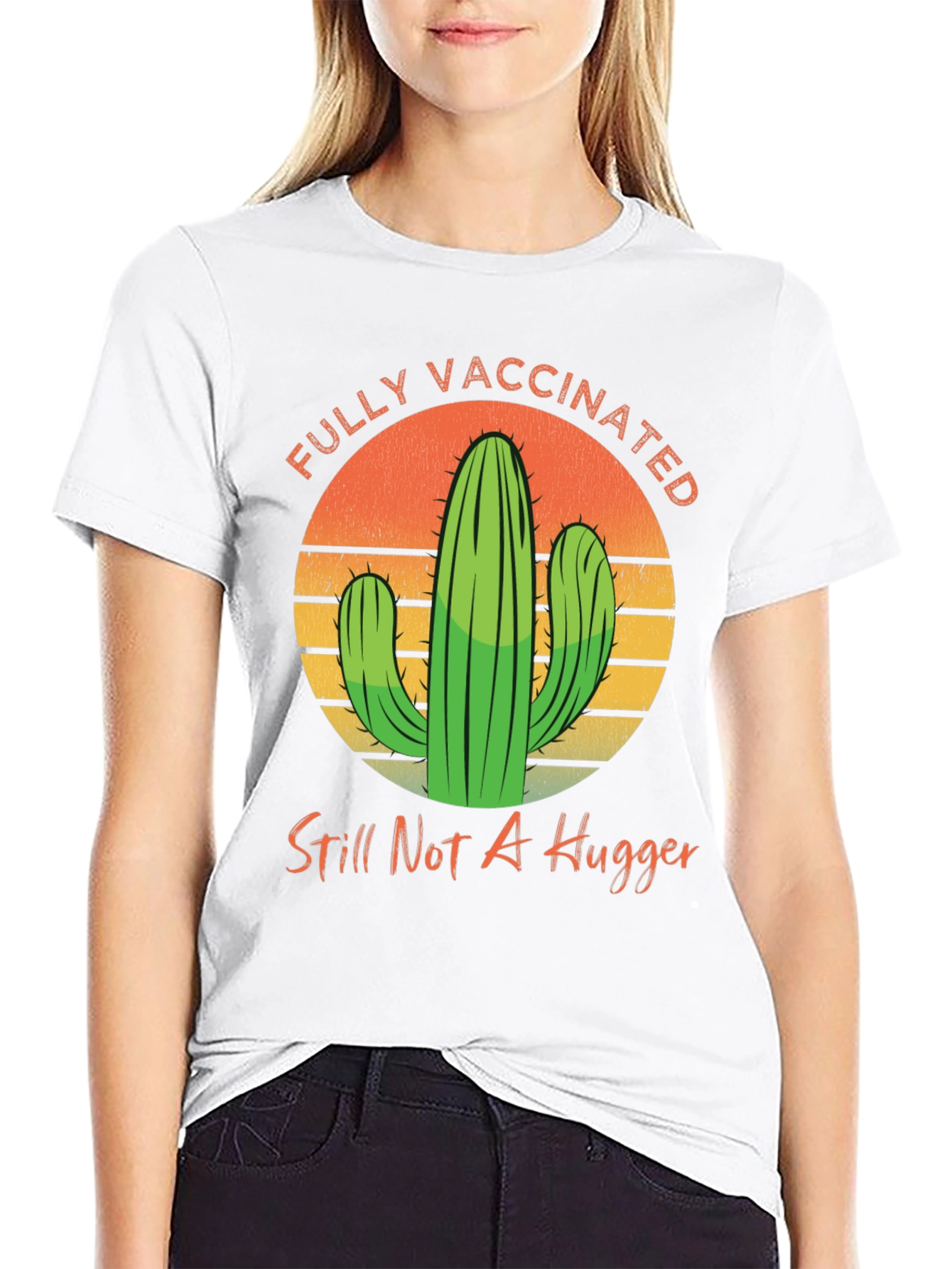 Fully Vaccinated Cactus Graphic Tee - Anti-Hug Humor