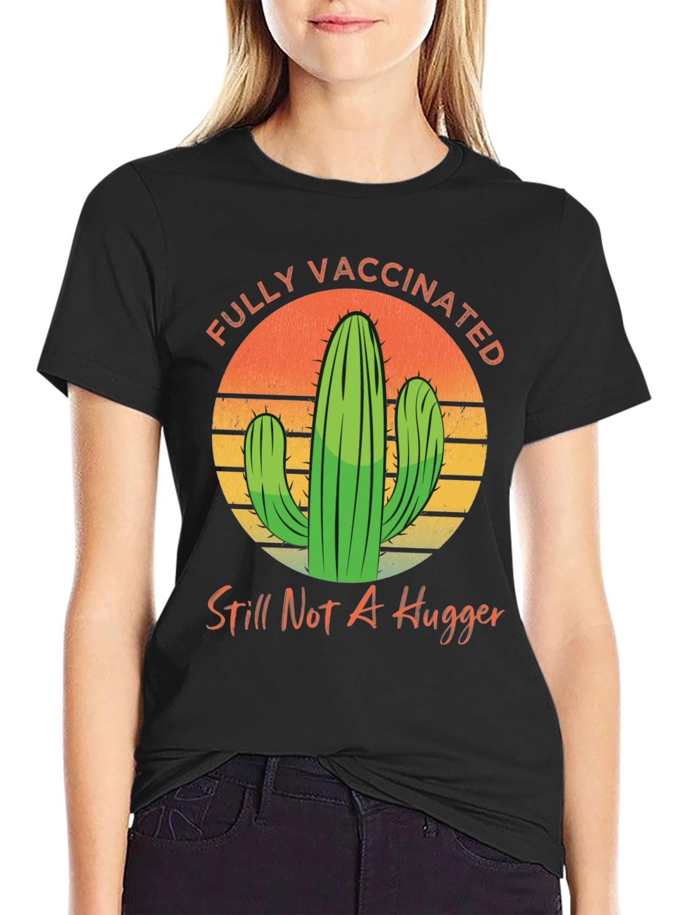 Fully Vaccinated Cactus Graphic Tee - Anti-Hug Humor