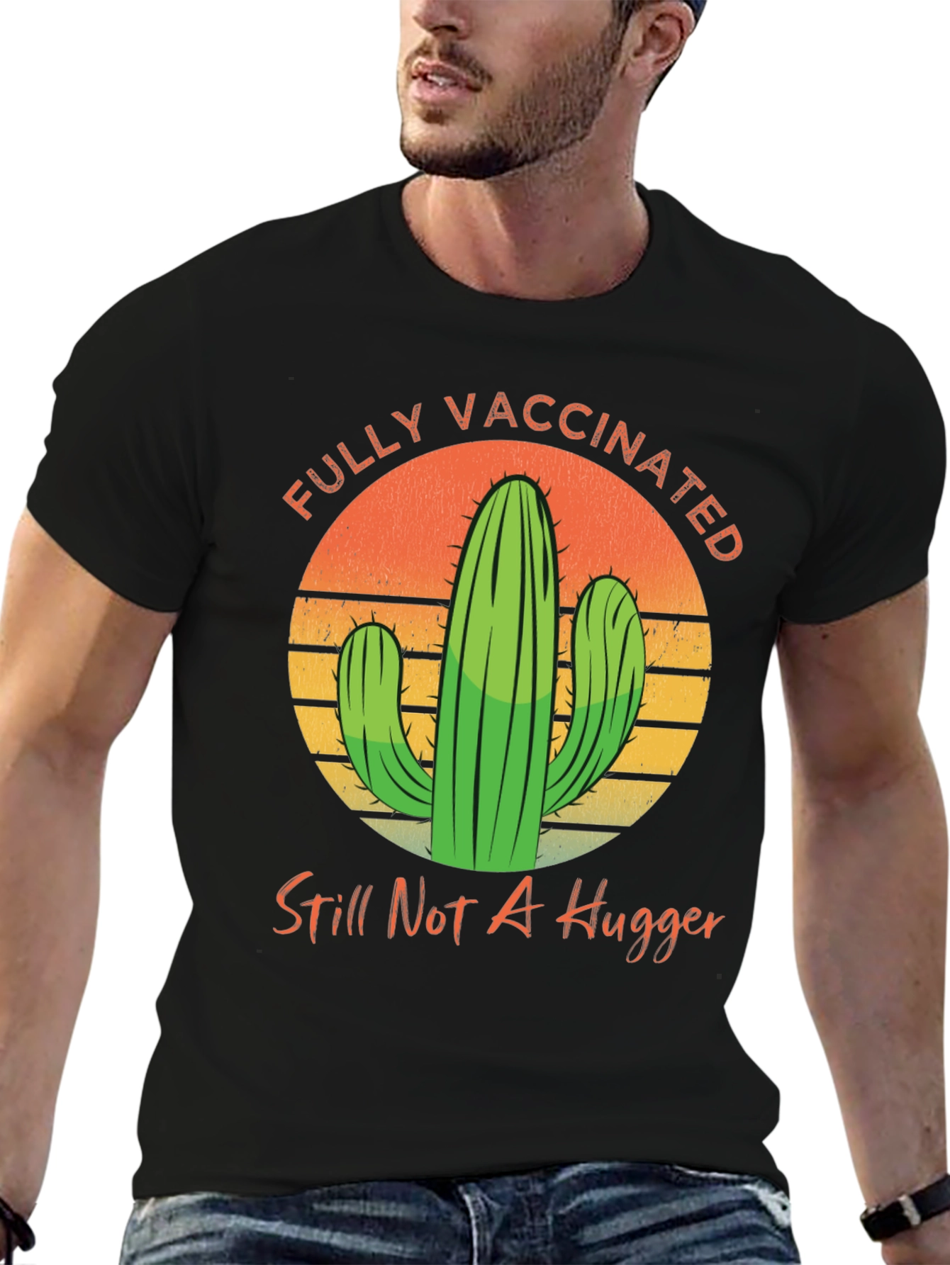 Fully Vaccinated Cactus Graphic Tee - Anti-Hug Humor
