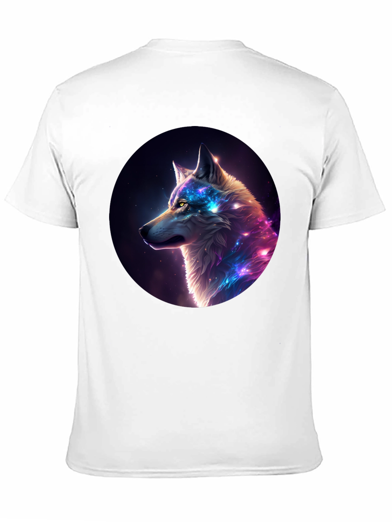 Cosmic Wolf Graphic Tee - Black Cotton Blend