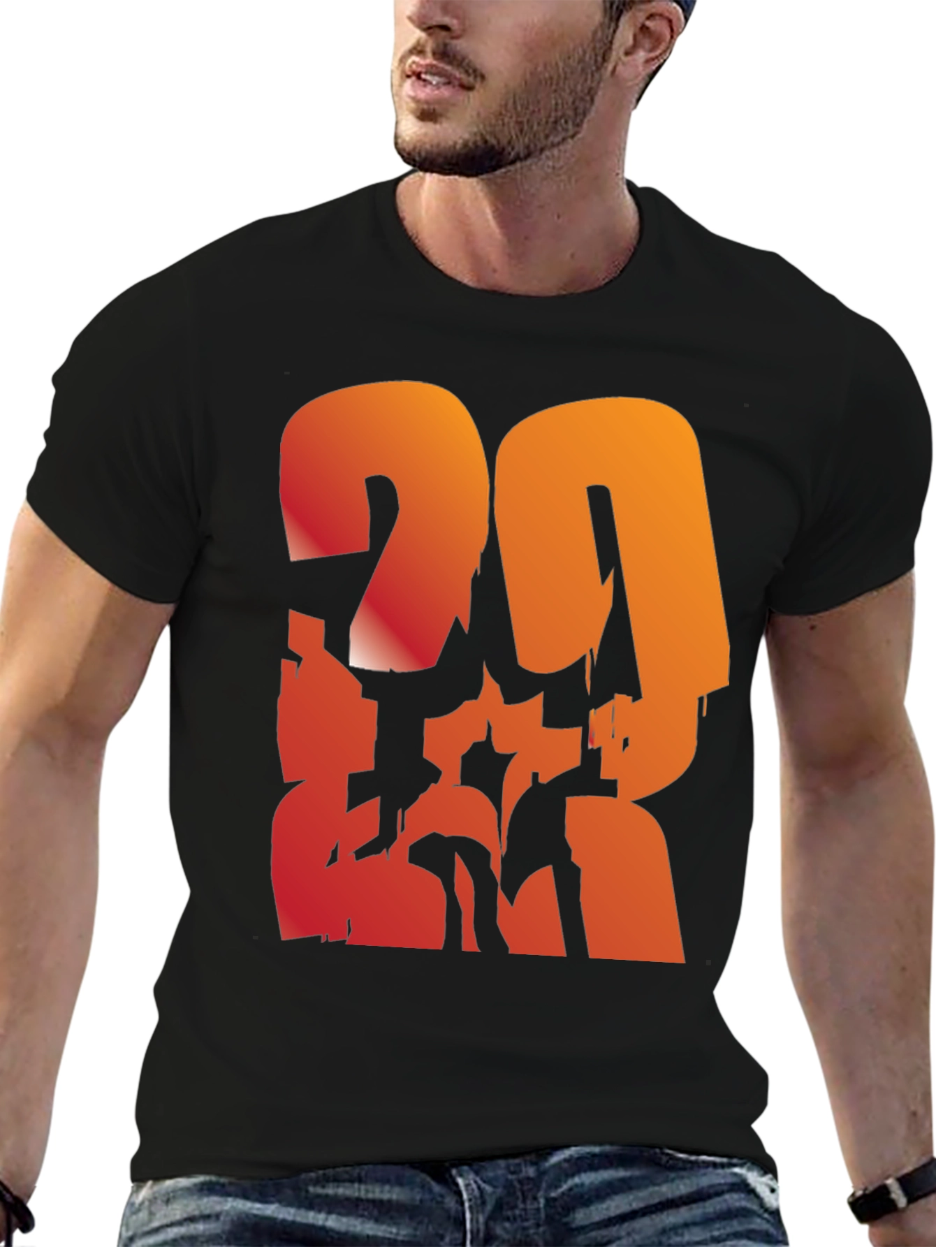 Bold Graphic Tee - Gradient Number Design
