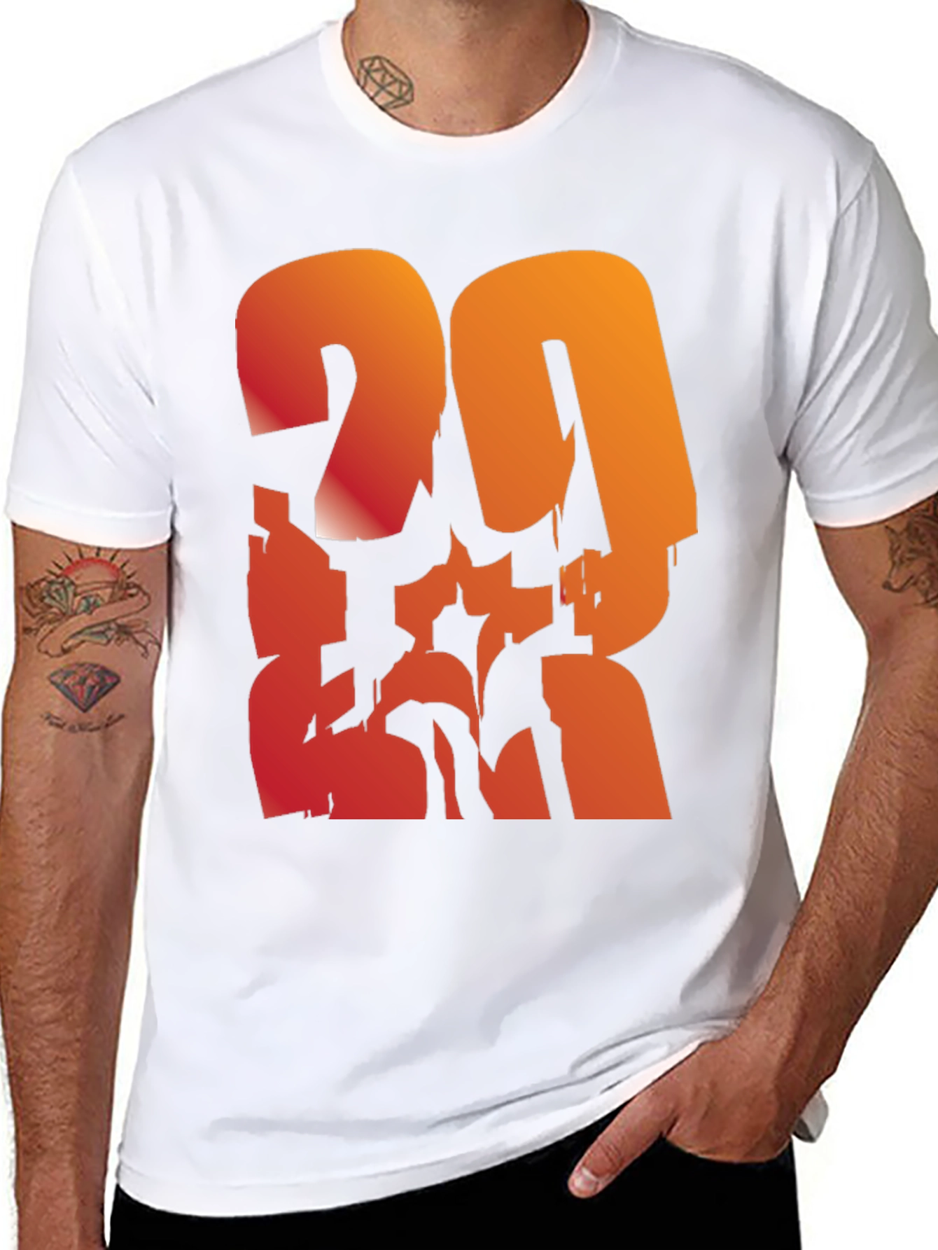 Bold Graphic Tee - Gradient Number Design