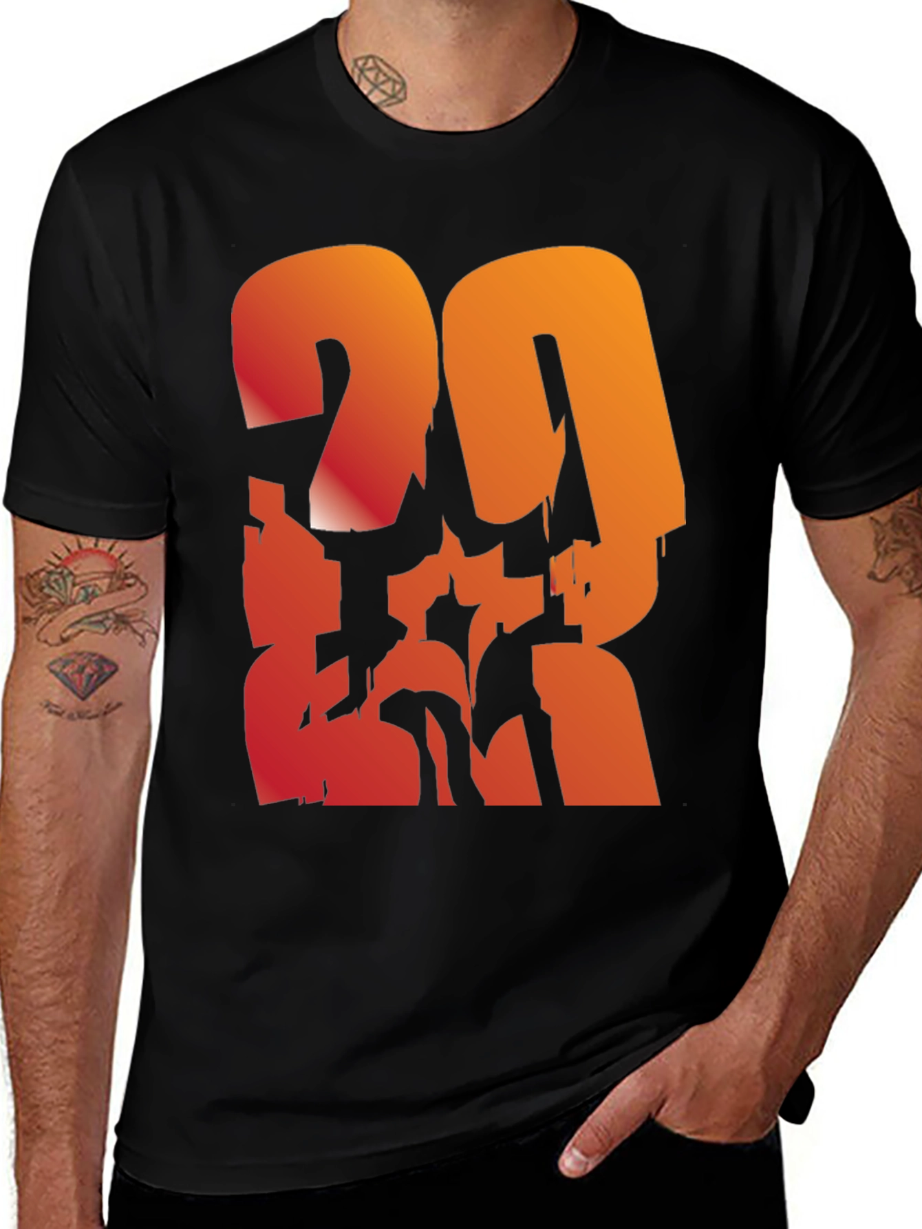 Bold Graphic Tee - Gradient Number Design