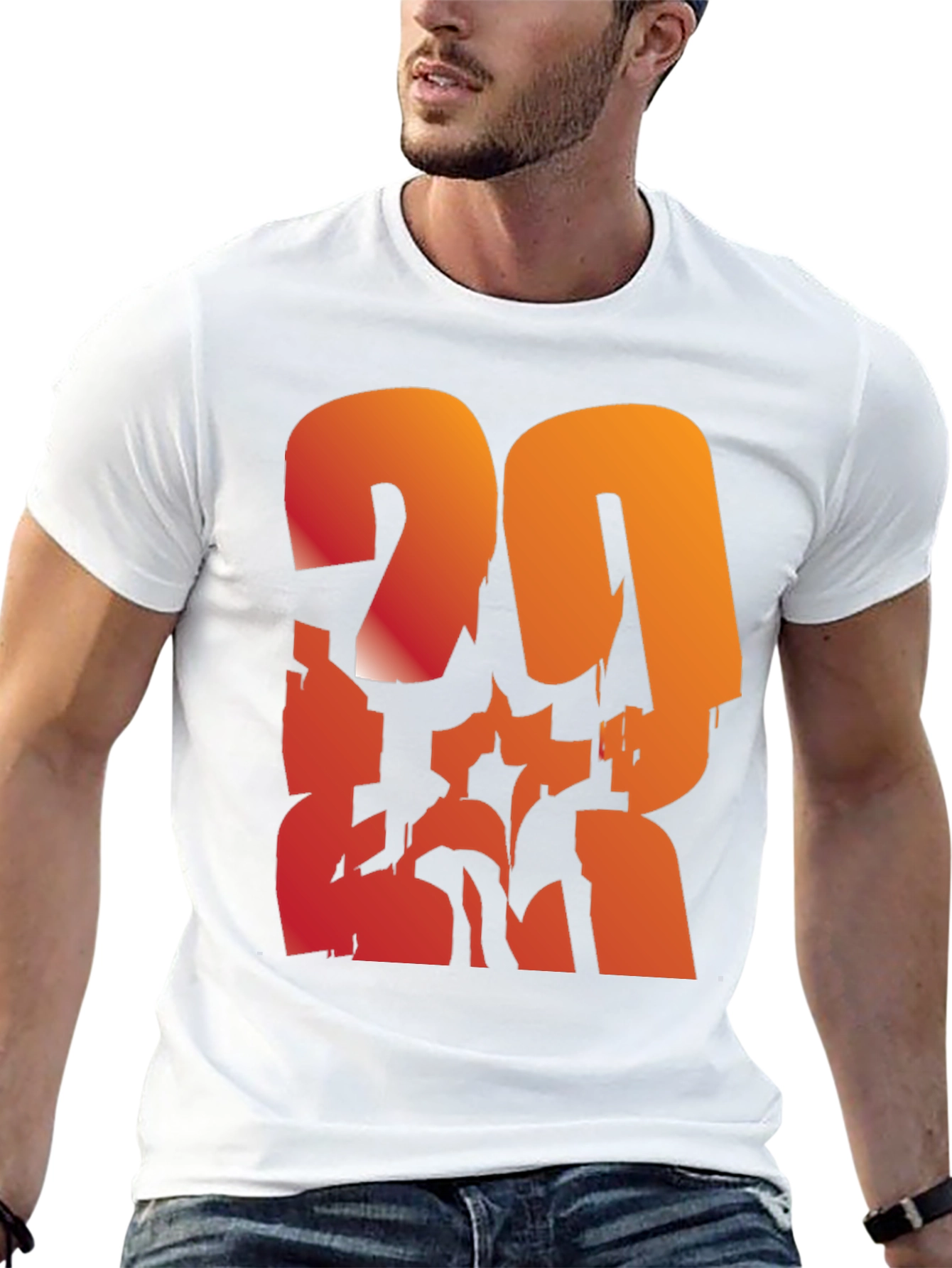 Bold Graphic Tee - Gradient Number Design