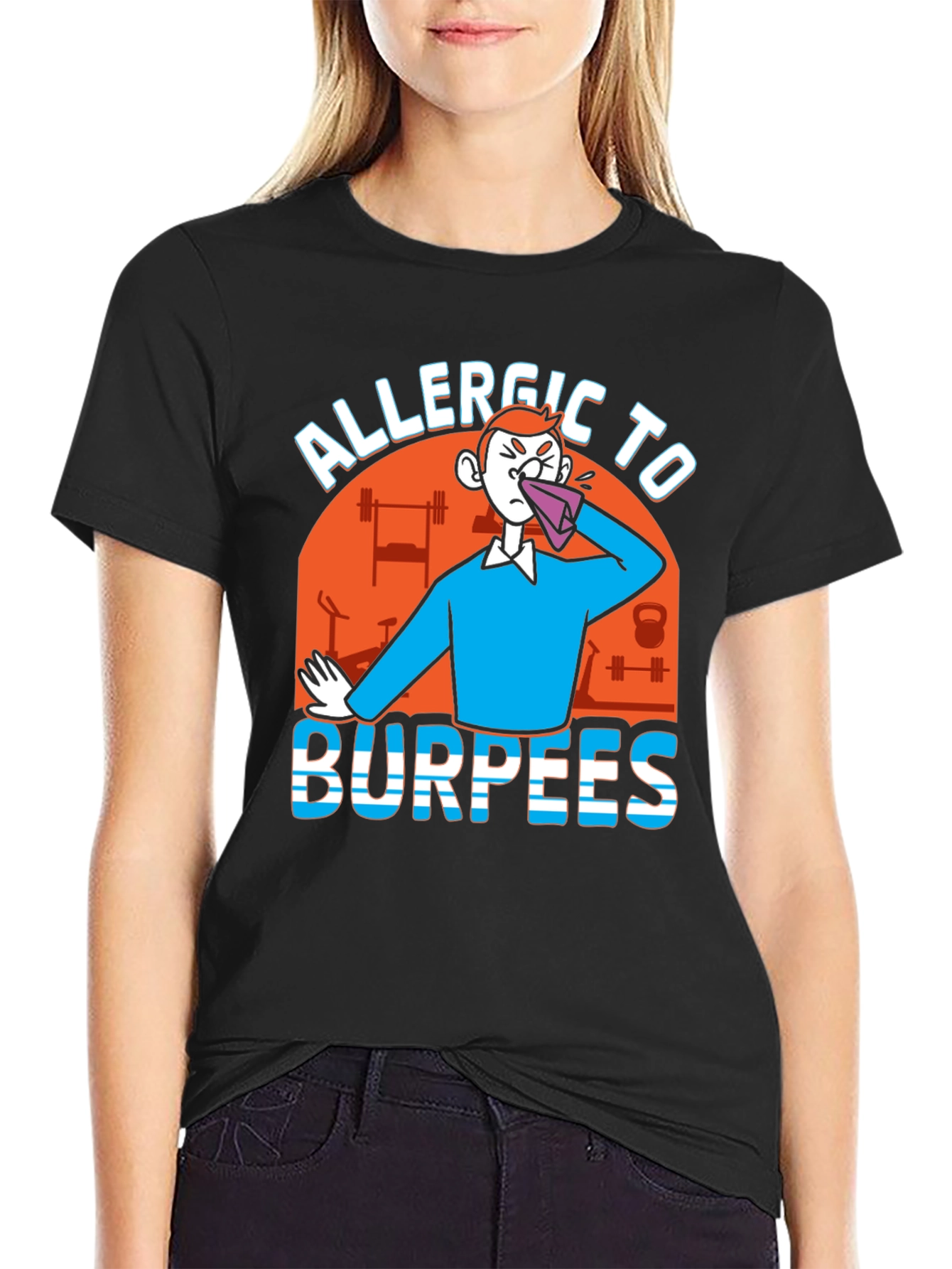 Allergic to Burpees Black Graphic Tee