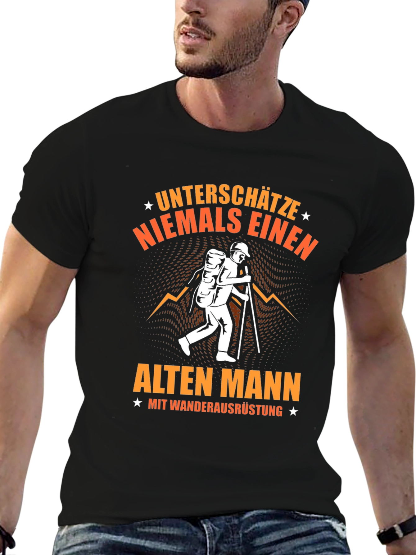 Hiking Old Man Graphic T-Shirt