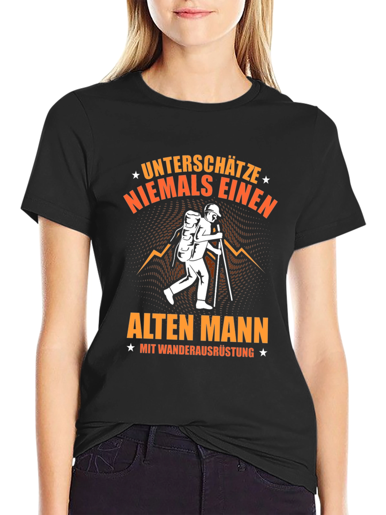 Hiking Old Man Graphic T-Shirt