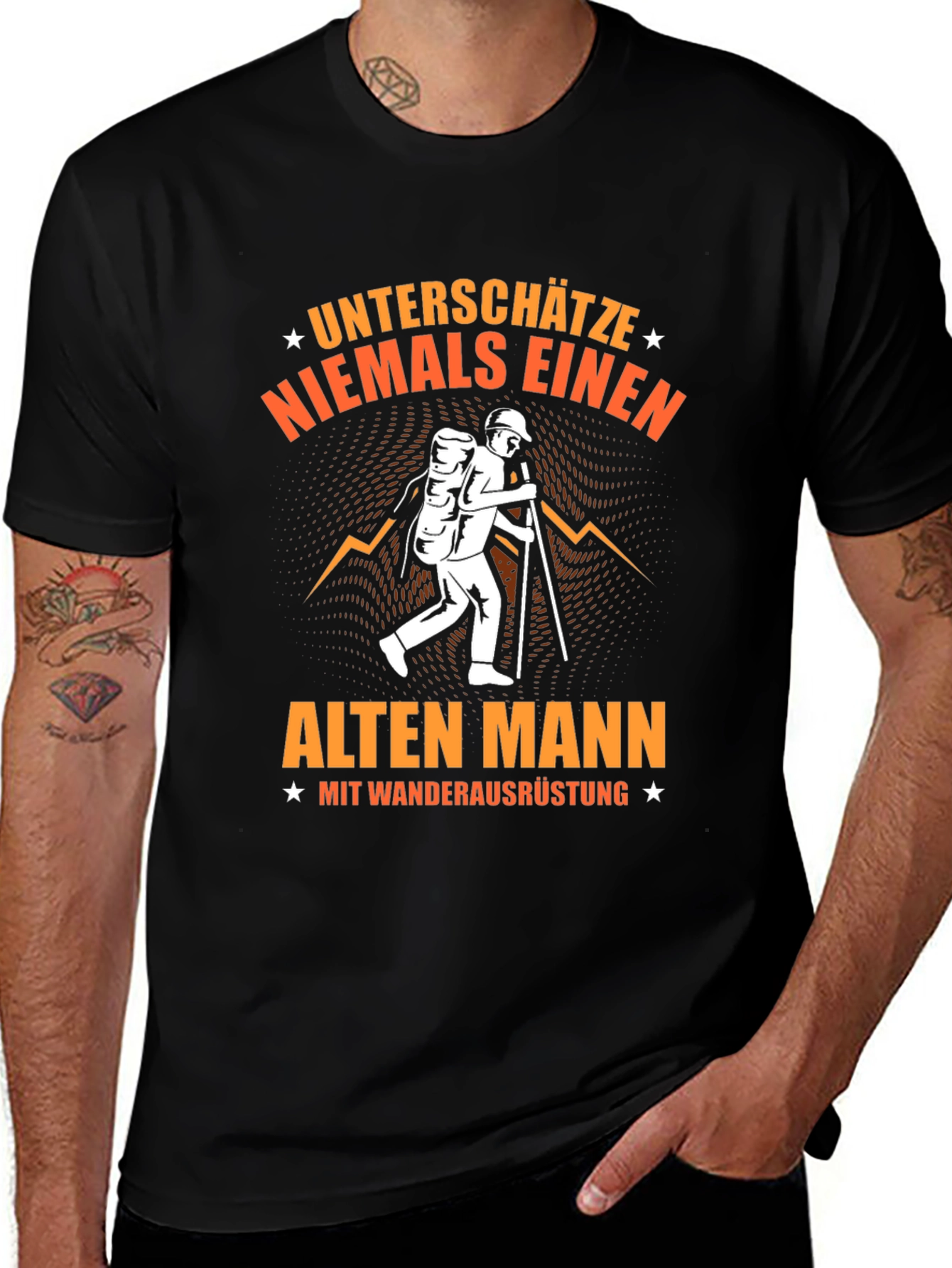 Hiking Old Man Graphic T-Shirt