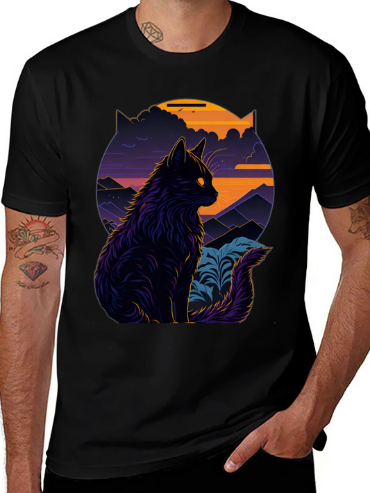 Mystic Cat Graphic Tee - Stylish Black T-Shirt