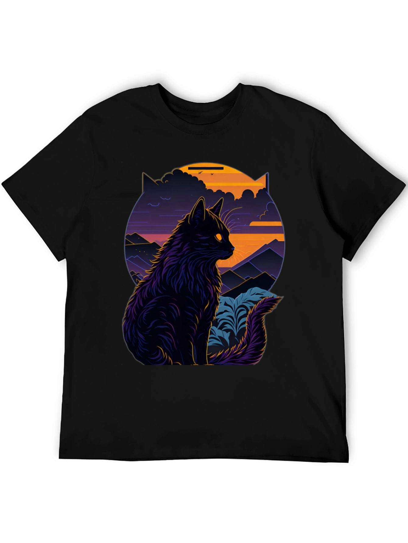 Mystic Cat Graphic Tee - Stylish Black T-Shirt