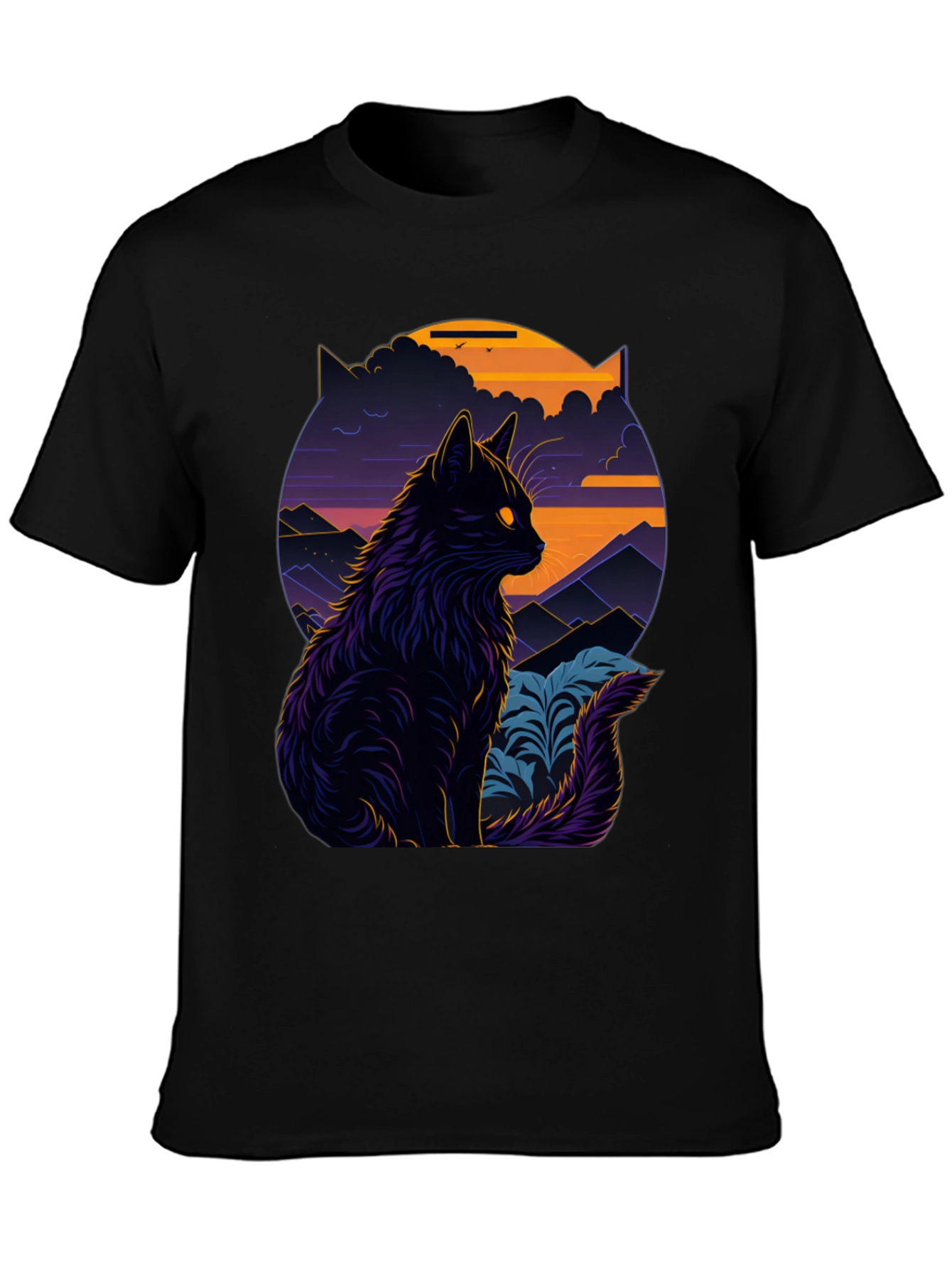 Mystic Cat Graphic Tee - Stylish Black T-Shirt