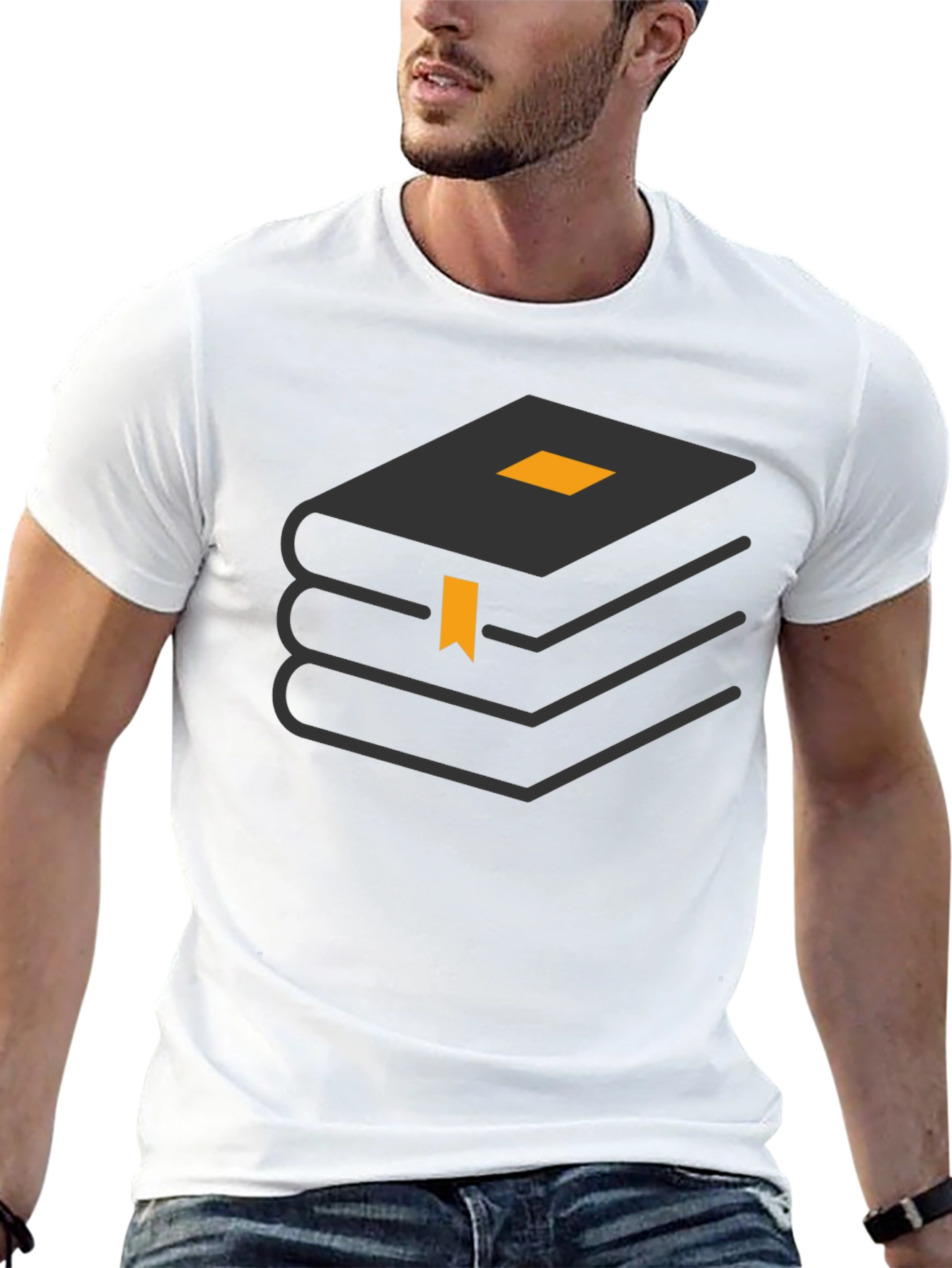 Stacked Books Graphic Tee - Black